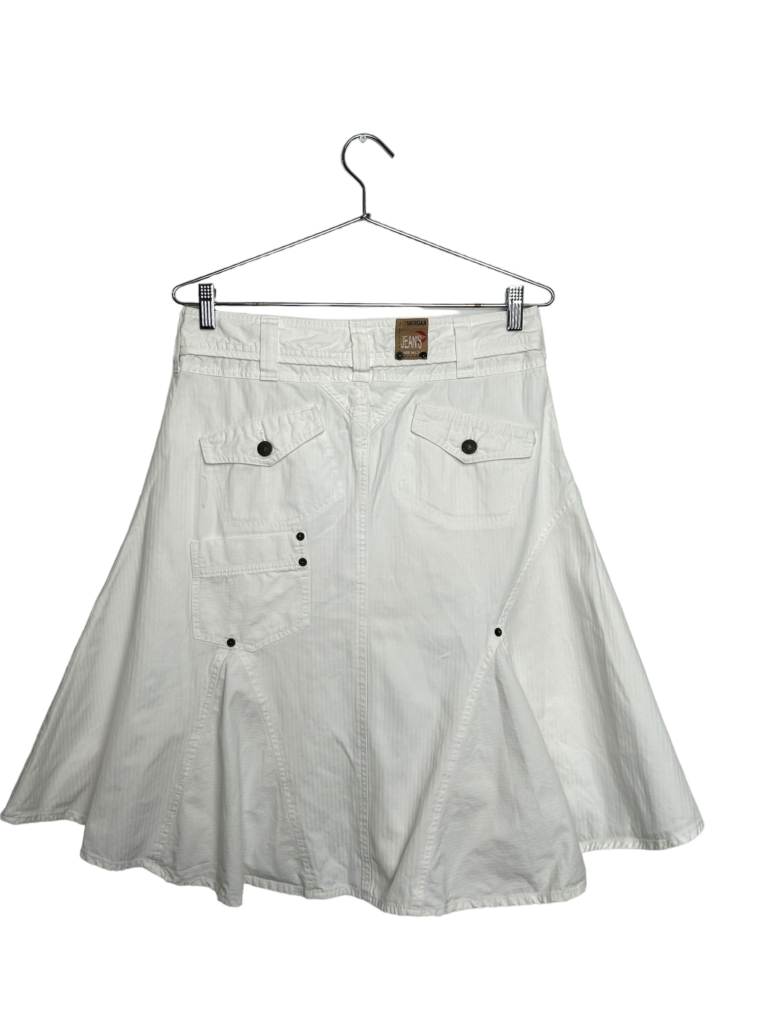 White Godet MIDI Skirt