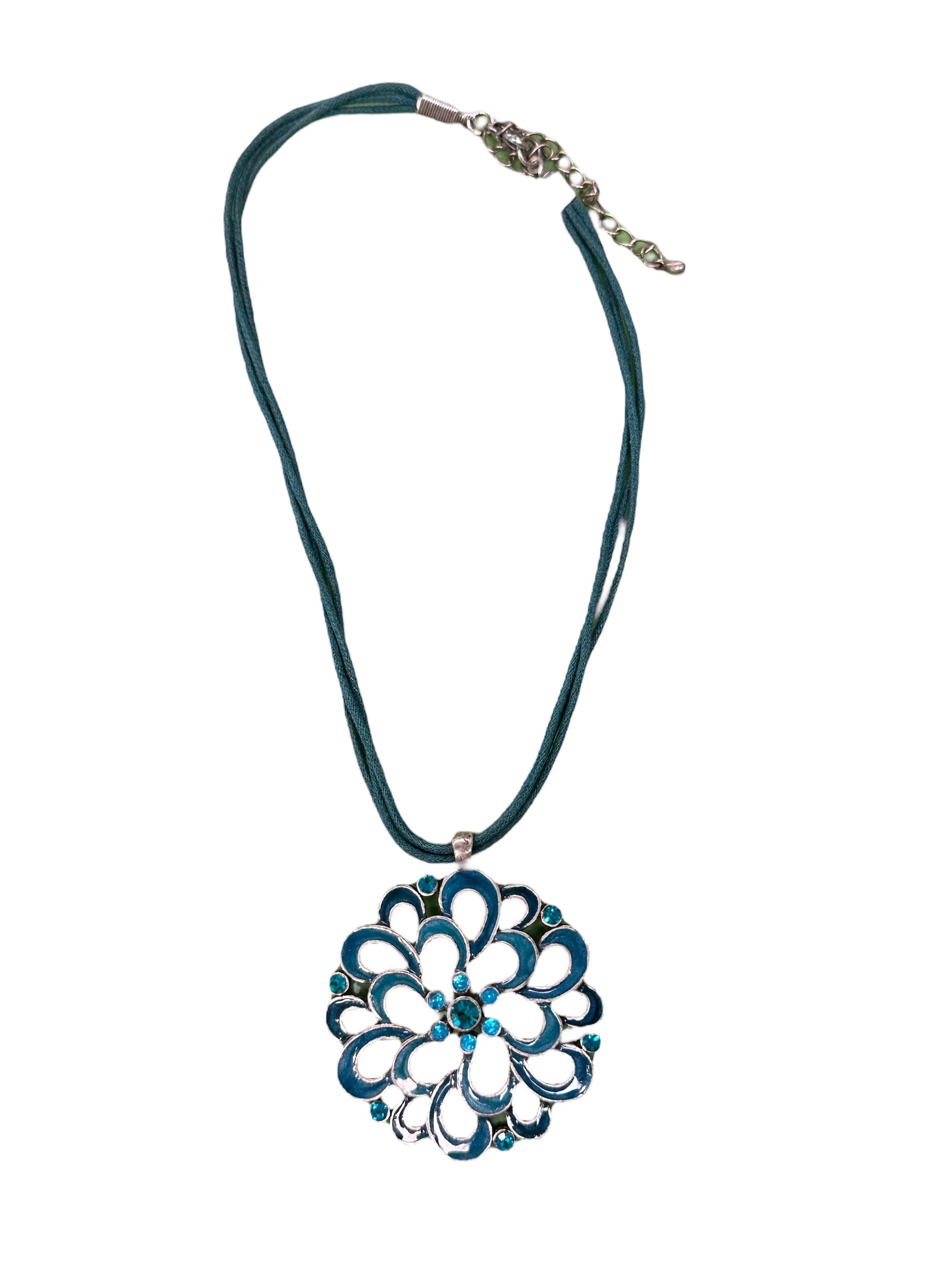 Jeweled Turquoise Flower Necklace
