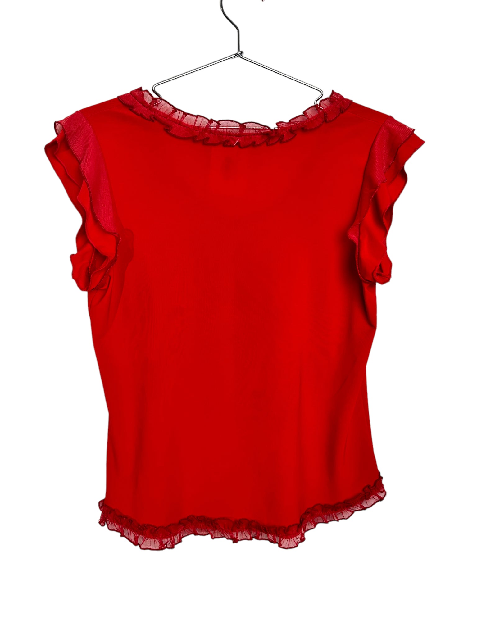 Red Top With Ruffle Trims