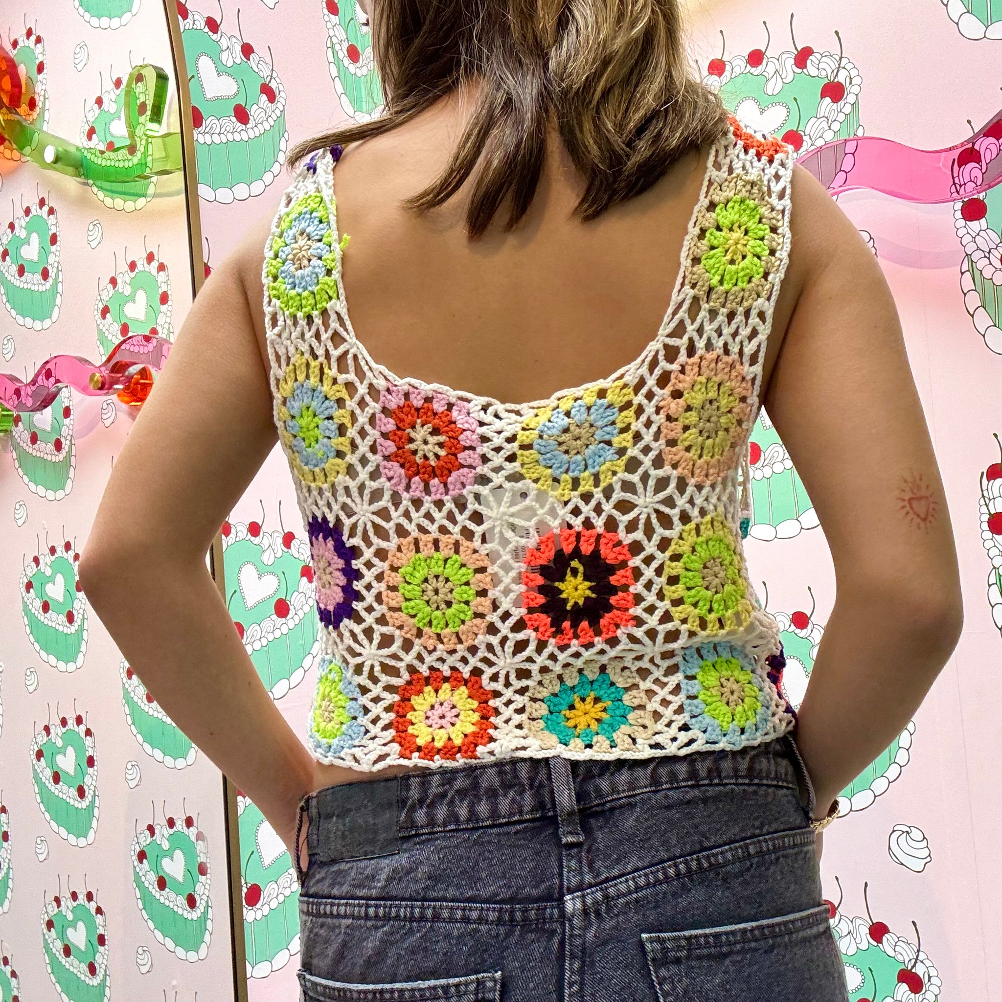 Vintage Crochet Flower Crop