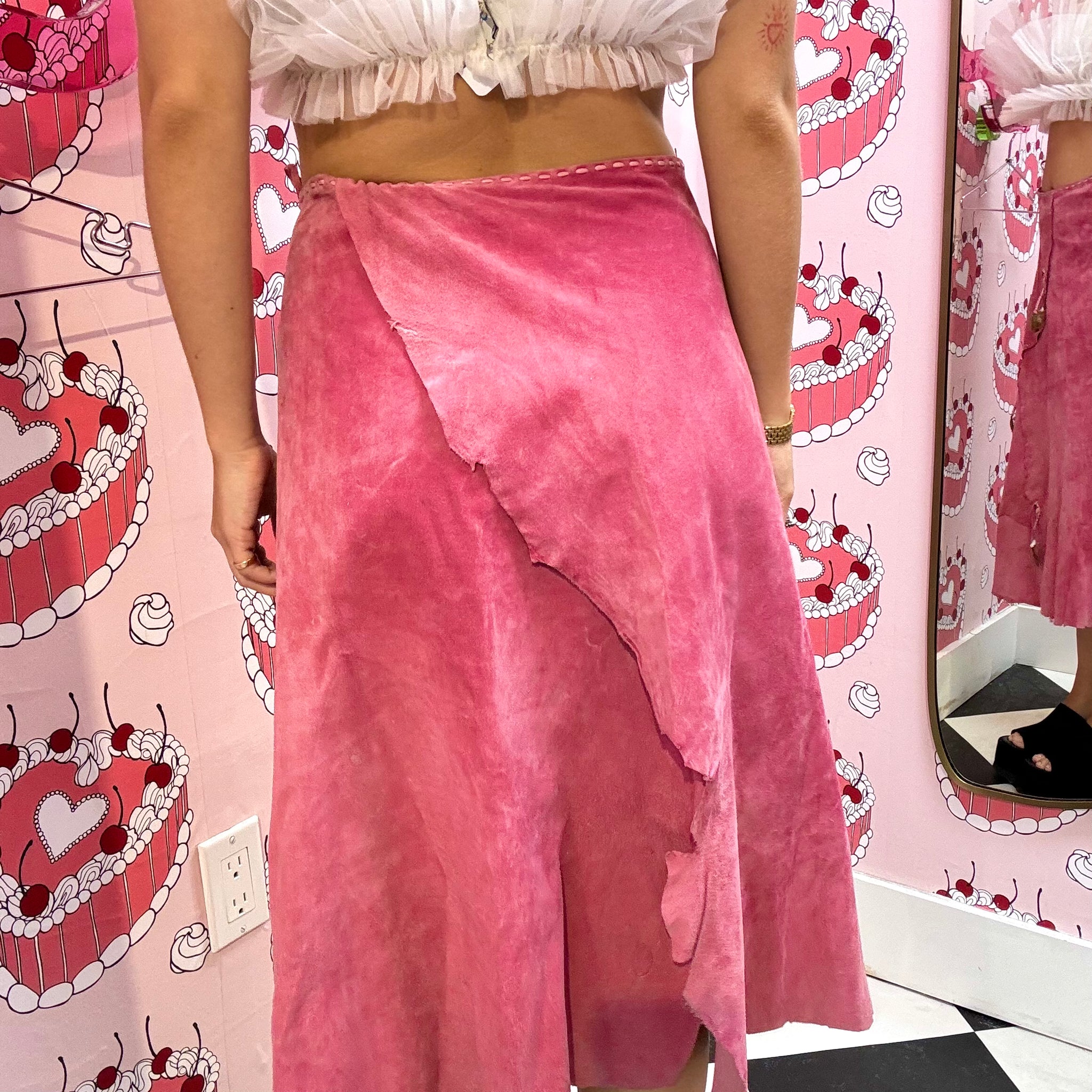 Leather Pink Pieles Skirt