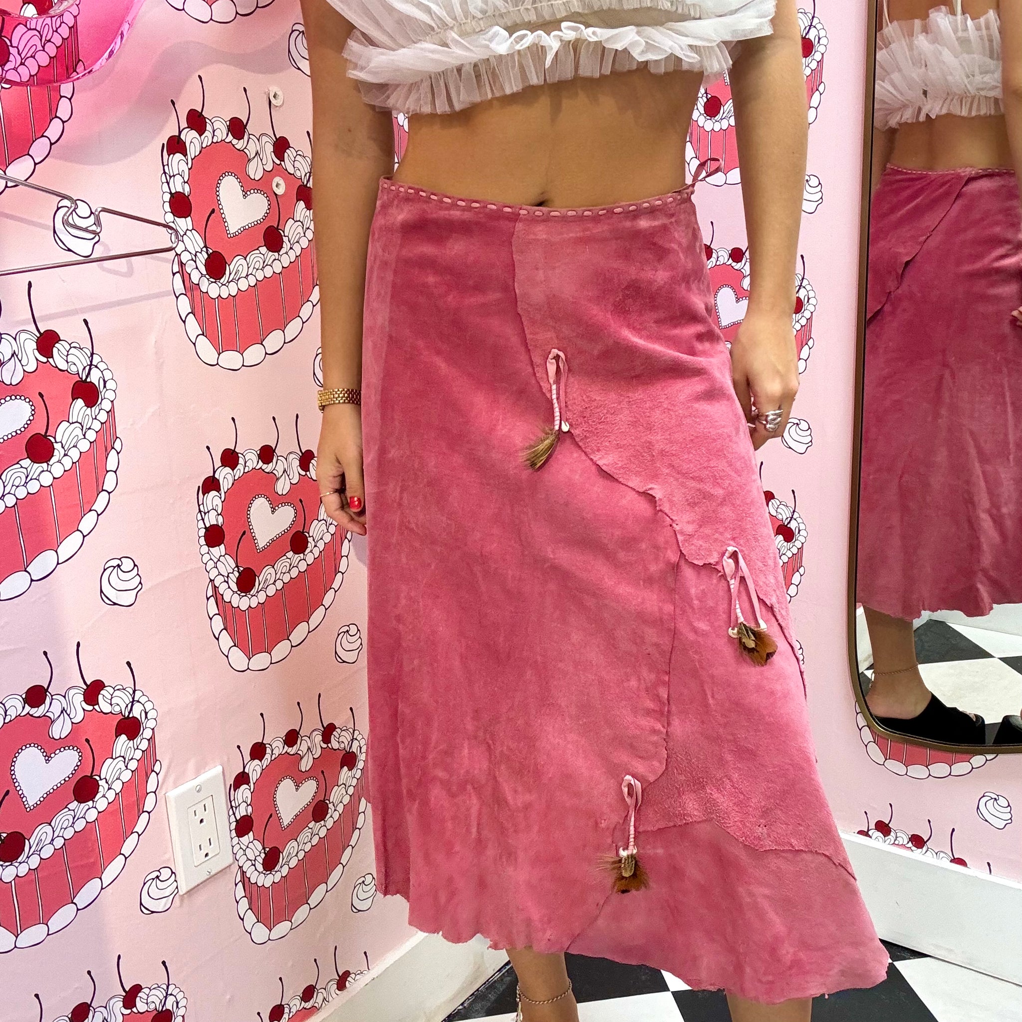 Leather Pink Pieles Skirt