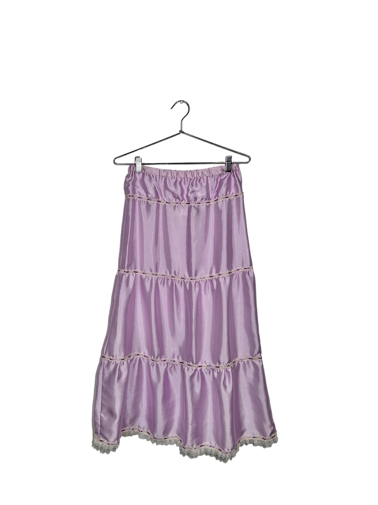 Purple Ribbon Satin Skirt SET