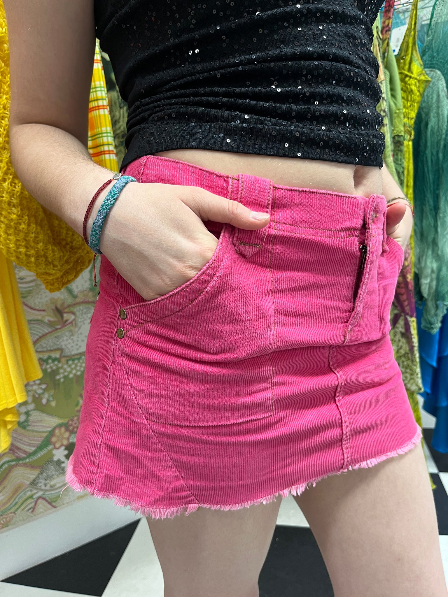 Roxy Hot Pink Corduroy Mini Skirt