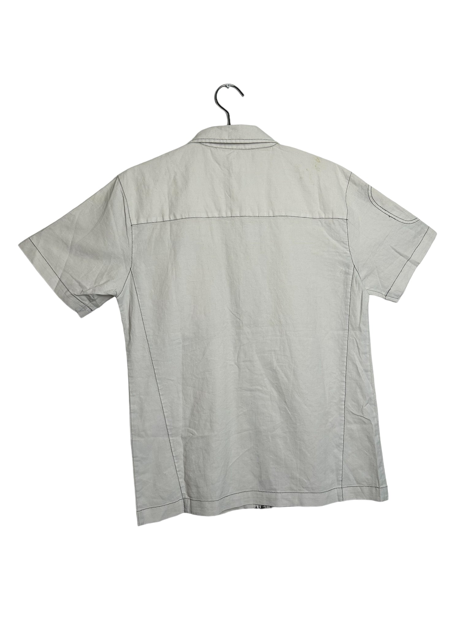 White Linen Zip Up Shirt