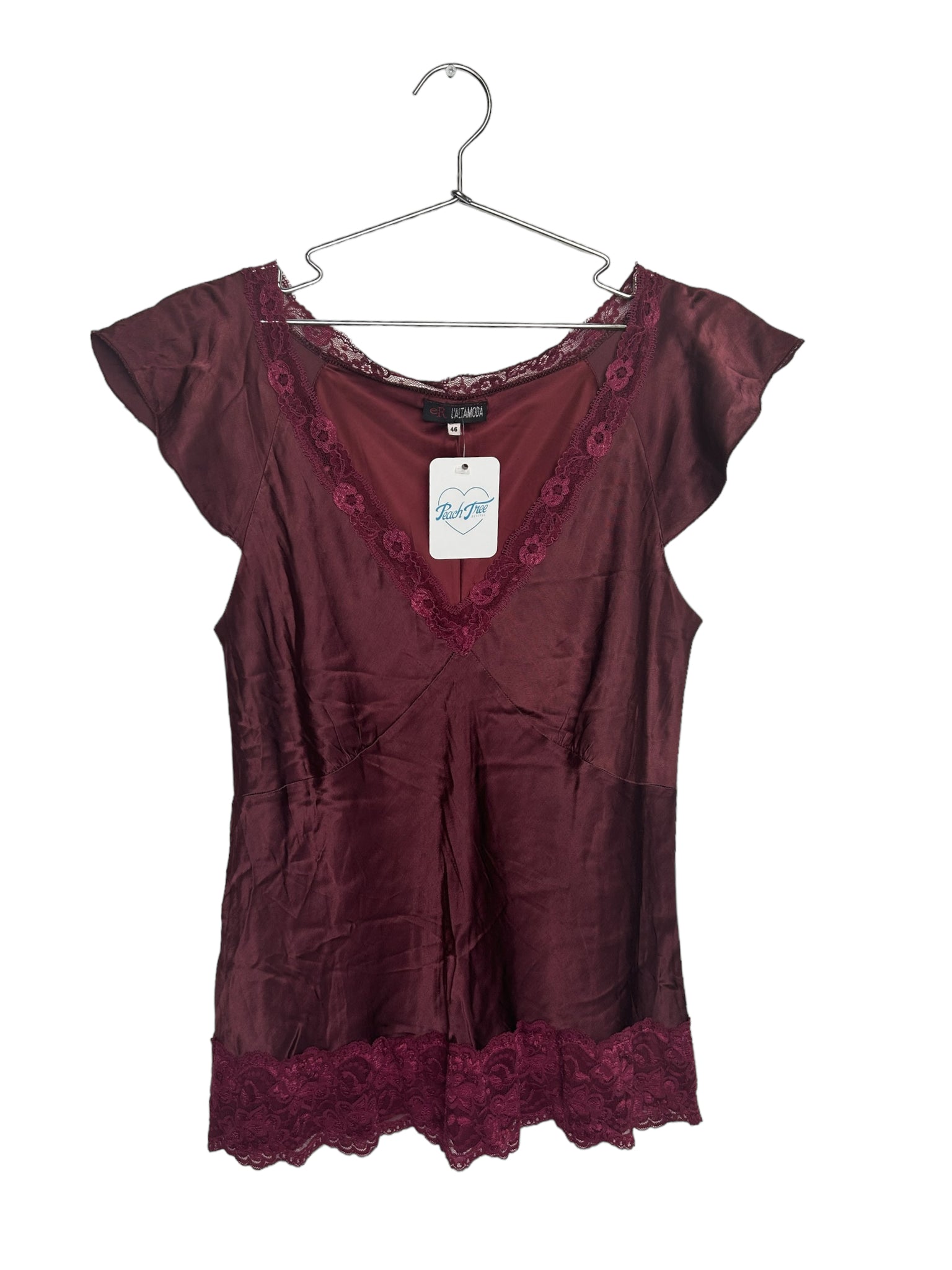 Burgandy Lace V-Neck Blouse