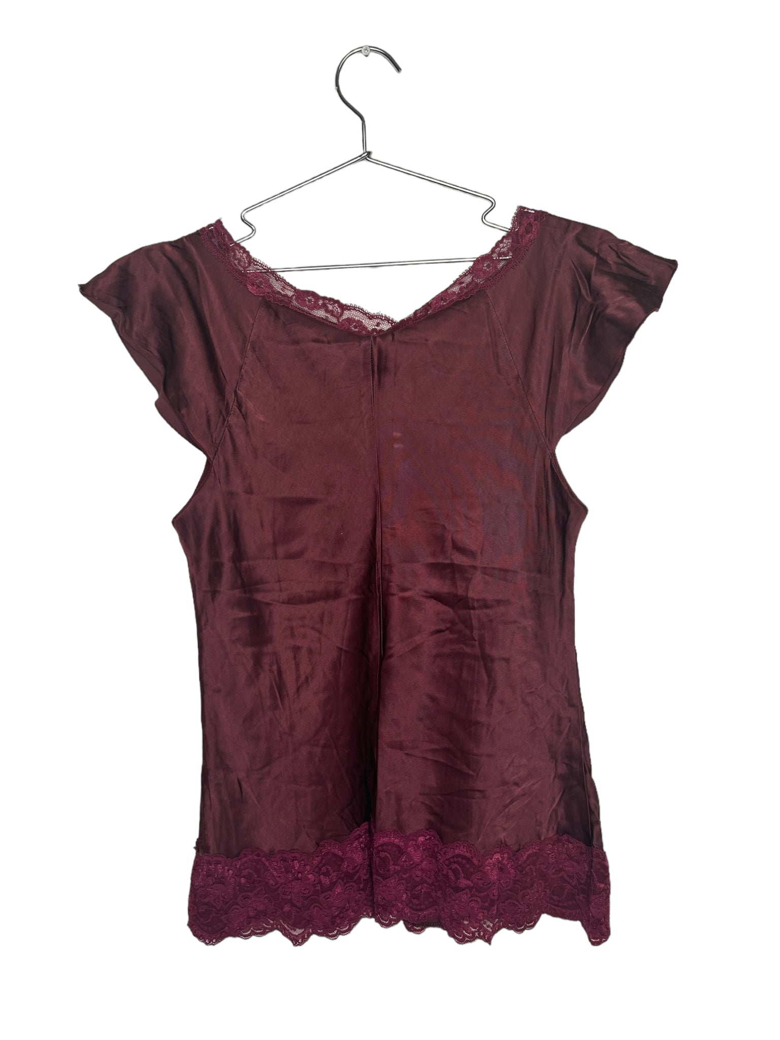 Burgandy Lace V-Neck Blouse