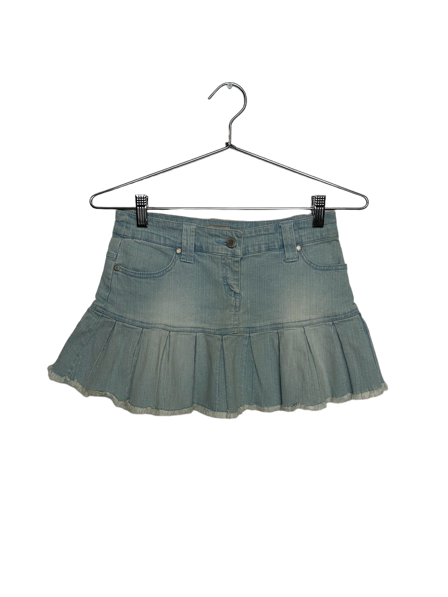 Light Denim Pleated Mini Skirt