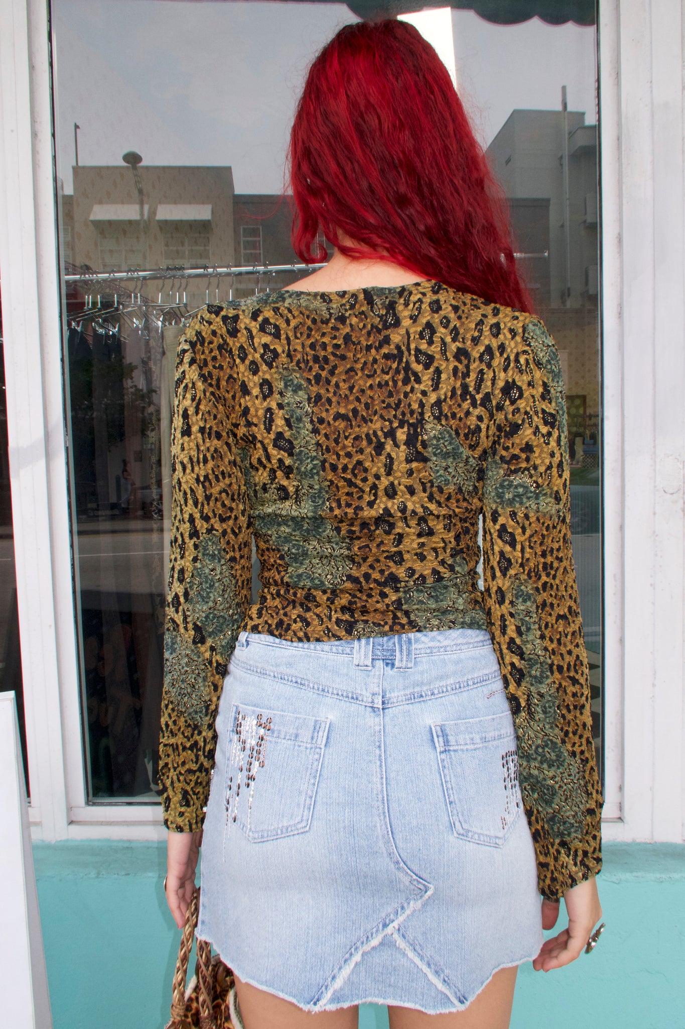 Leopard Multicolored Crossed Long Sleeve Top