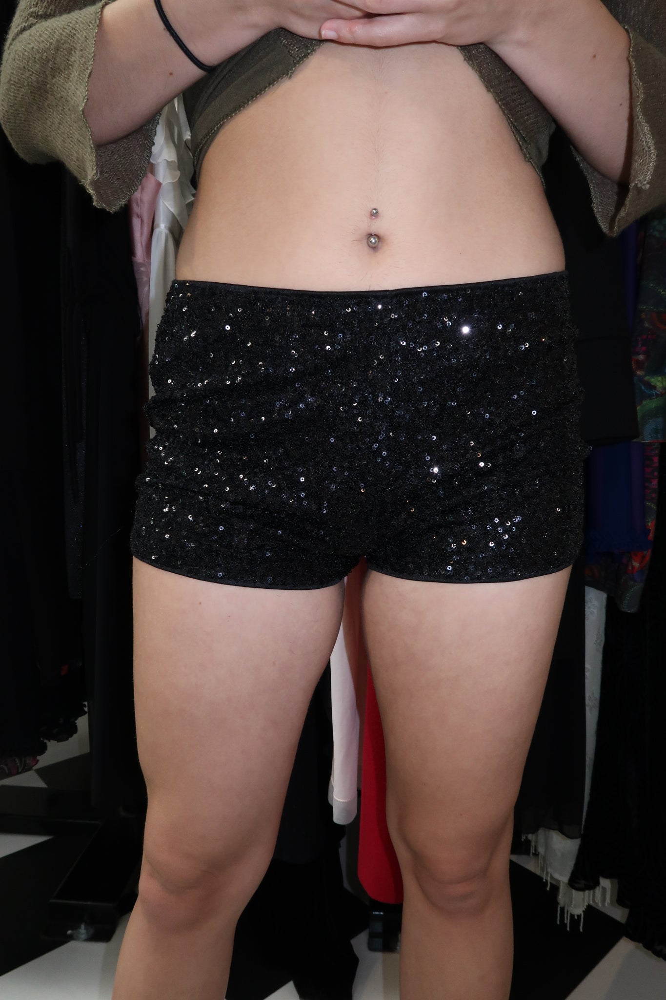 Black Sequined Shorts