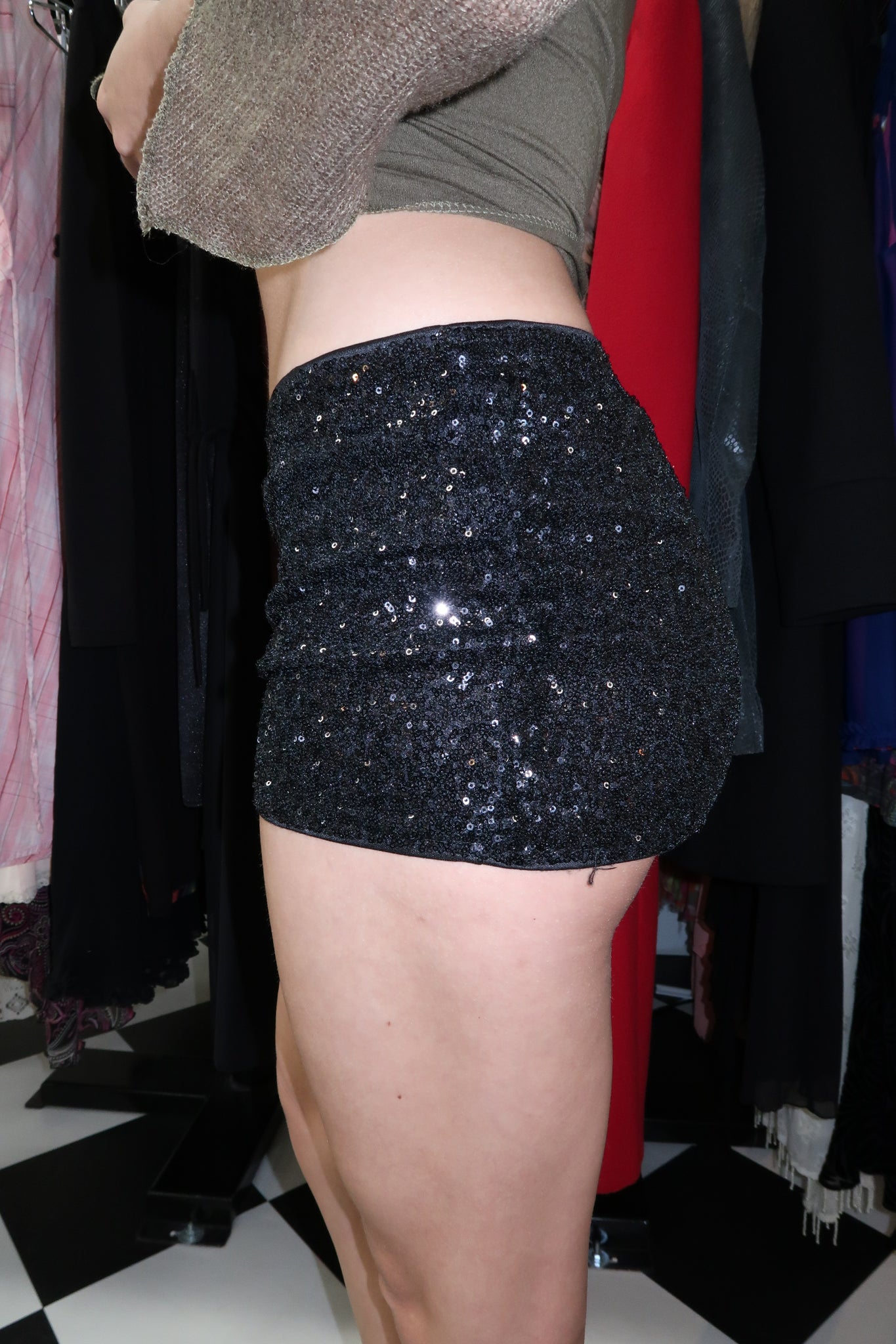 Black Sequined Shorts