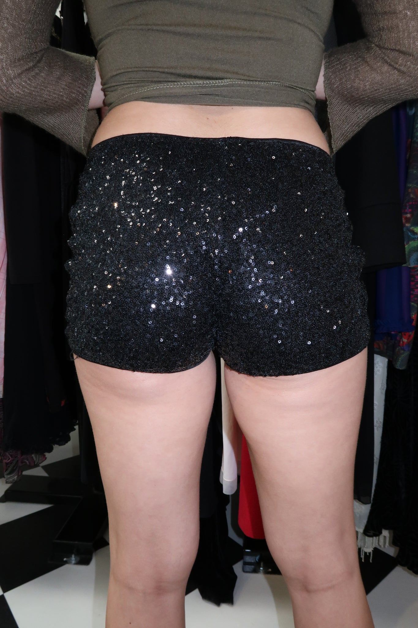 Black Sequined Shorts