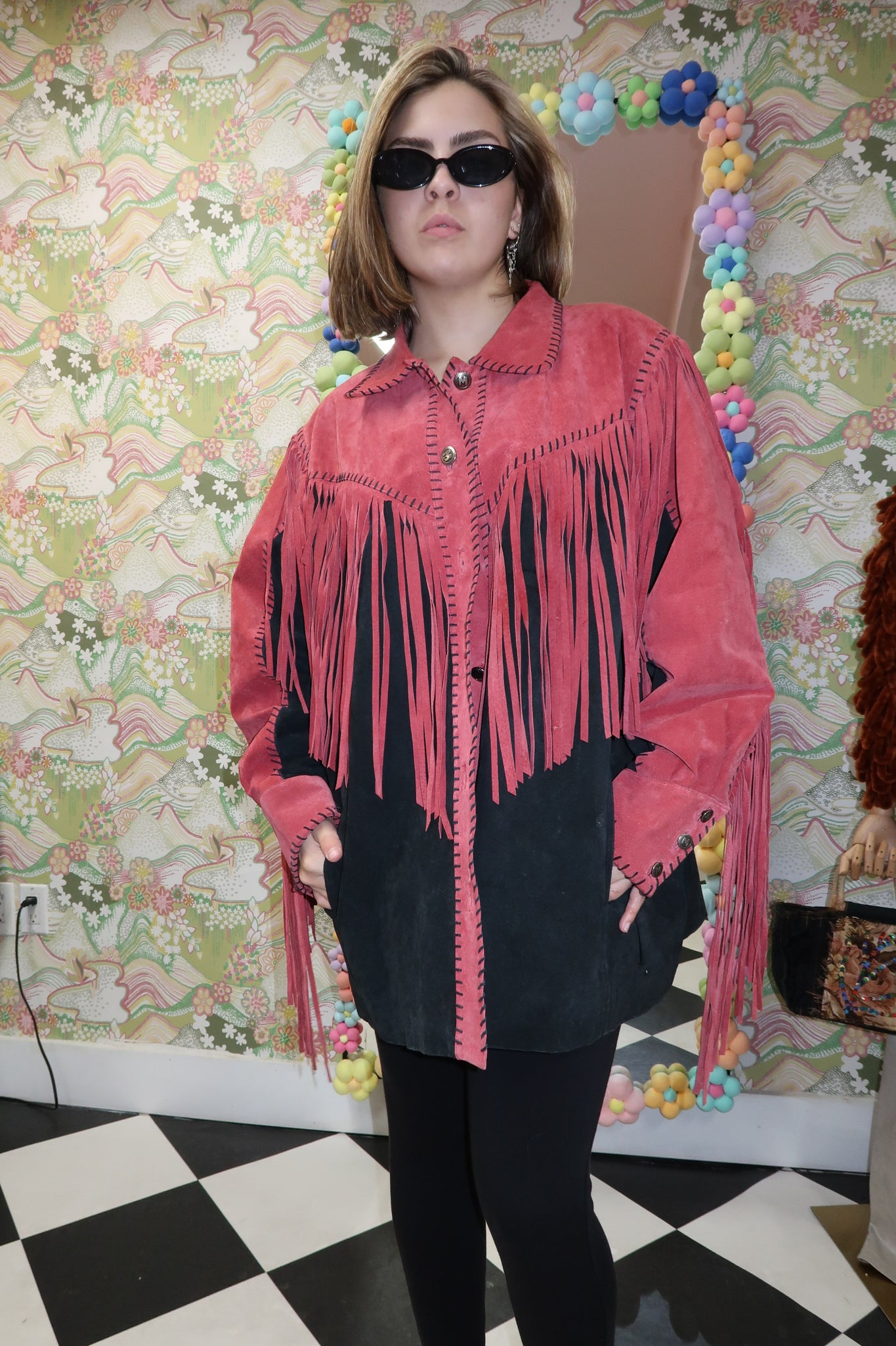 Bob Mackie Leather Fringe Jacket