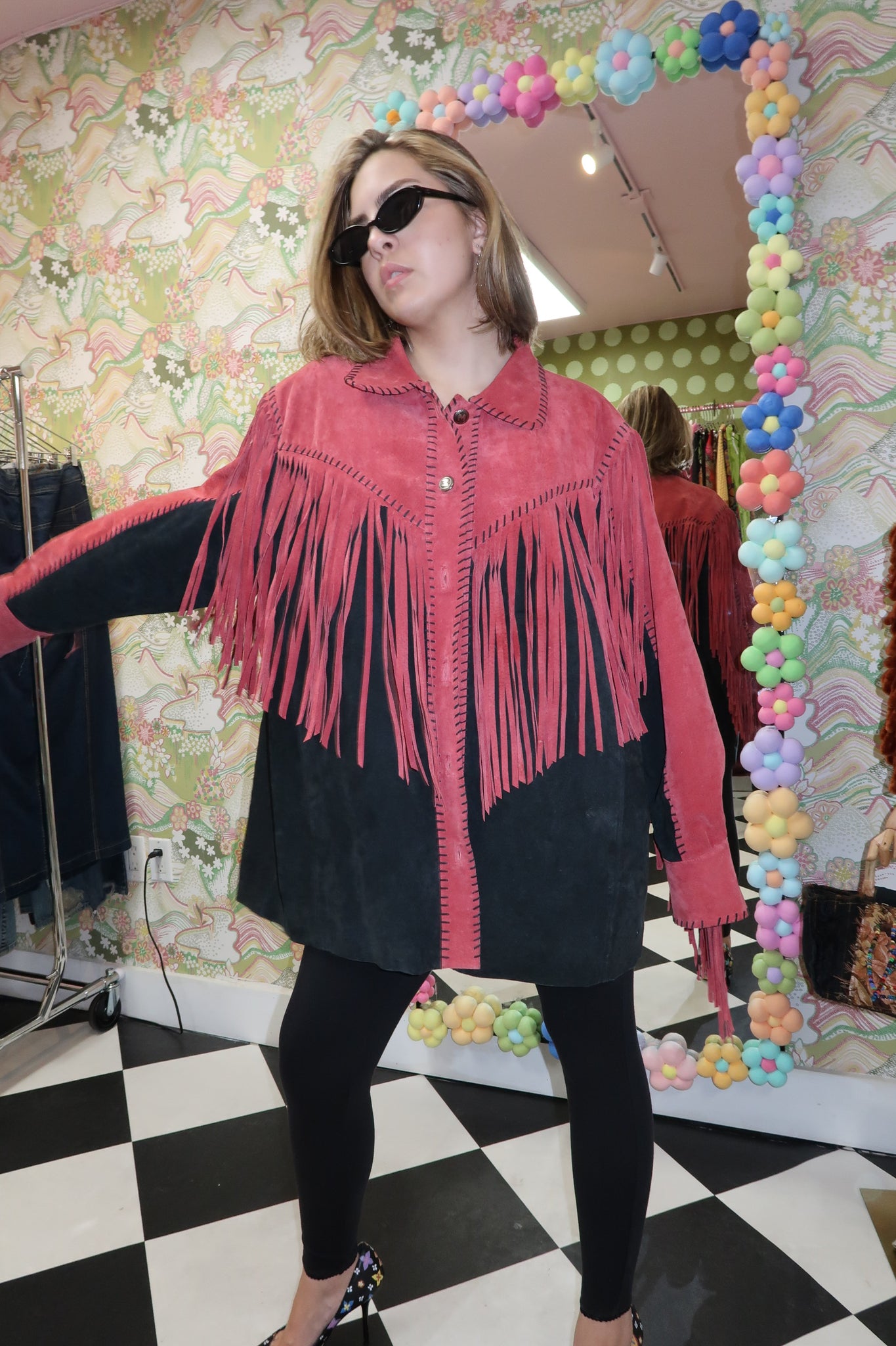 Bob Mackie Leather Fringe Jacket