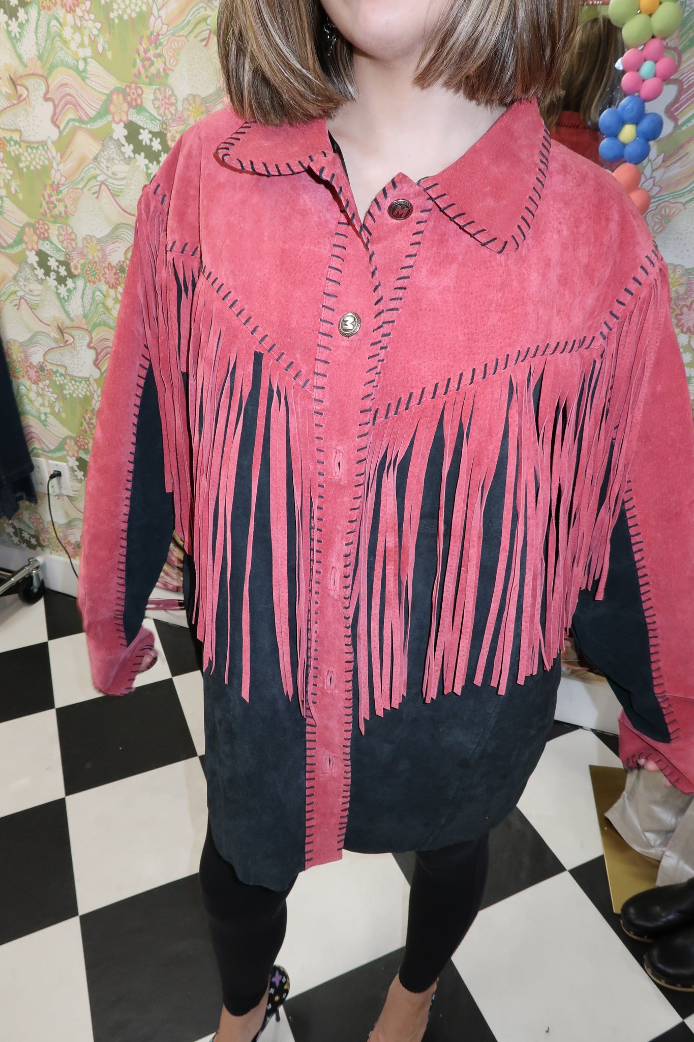 Bob Mackie Leather Fringe Jacket