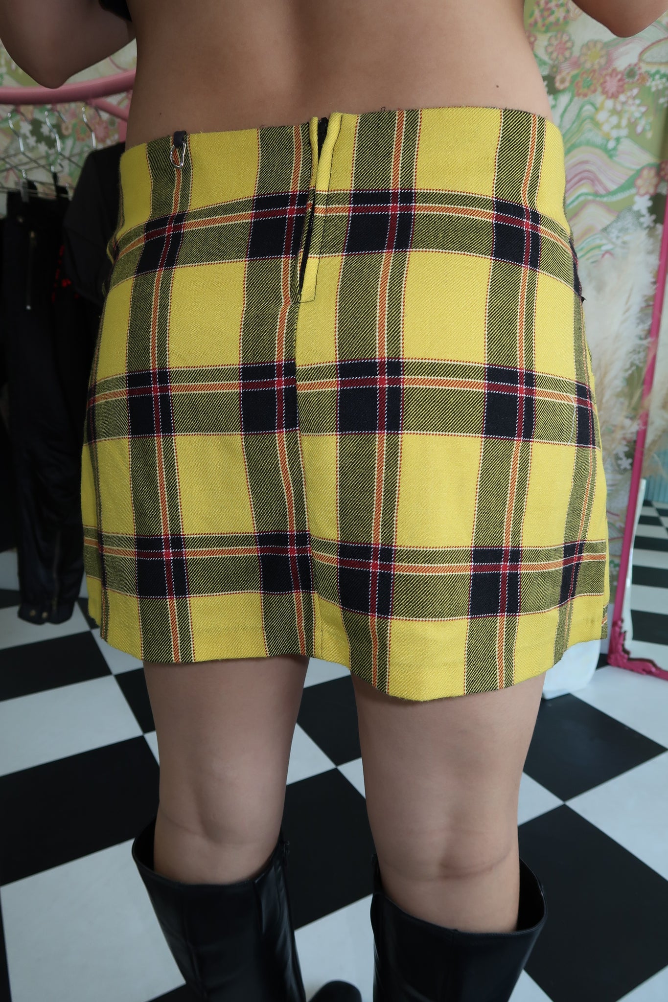 Vintage Yellow Plaid Skirt