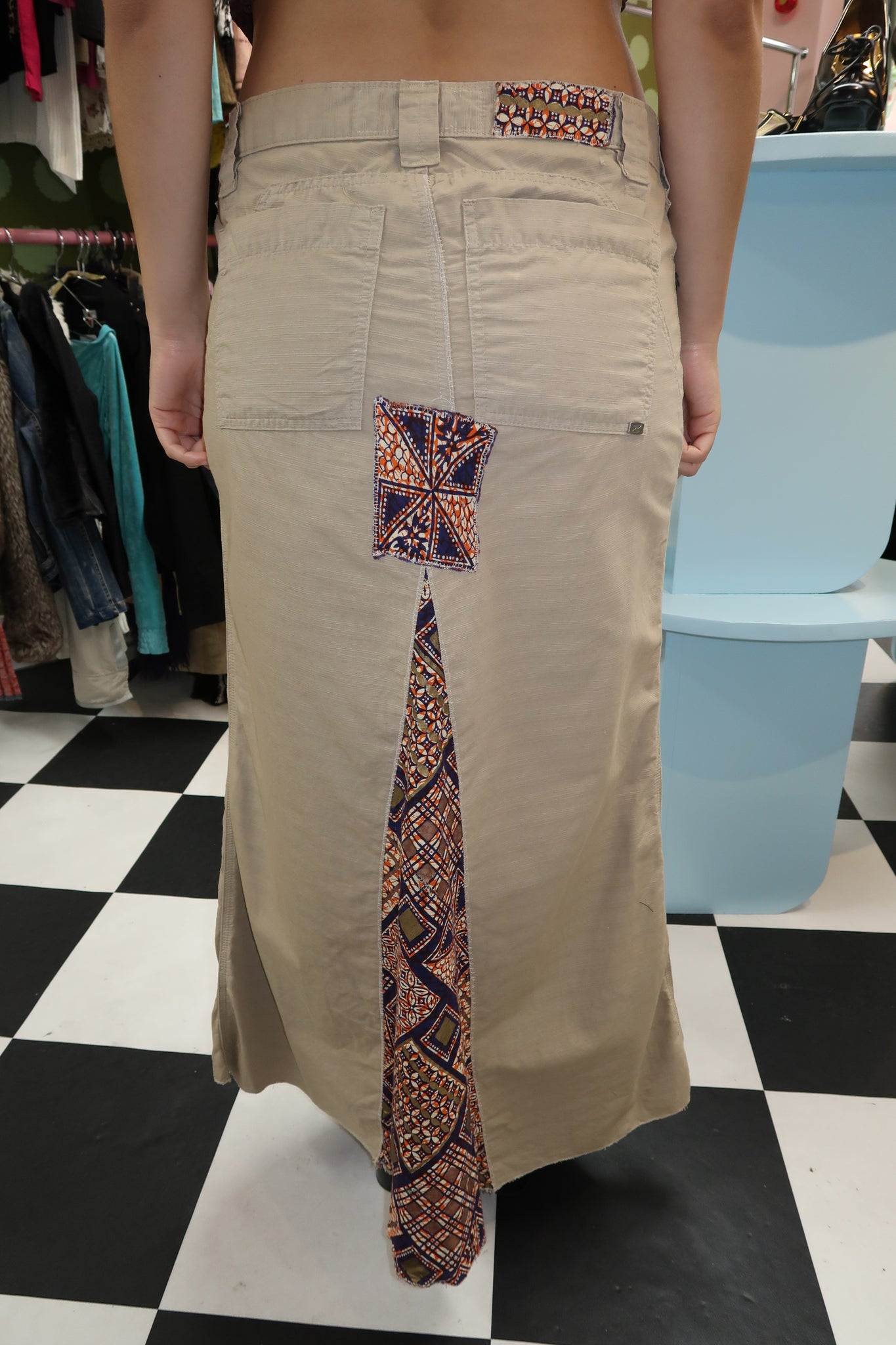 Cargo Patchwork Maxi Skirt