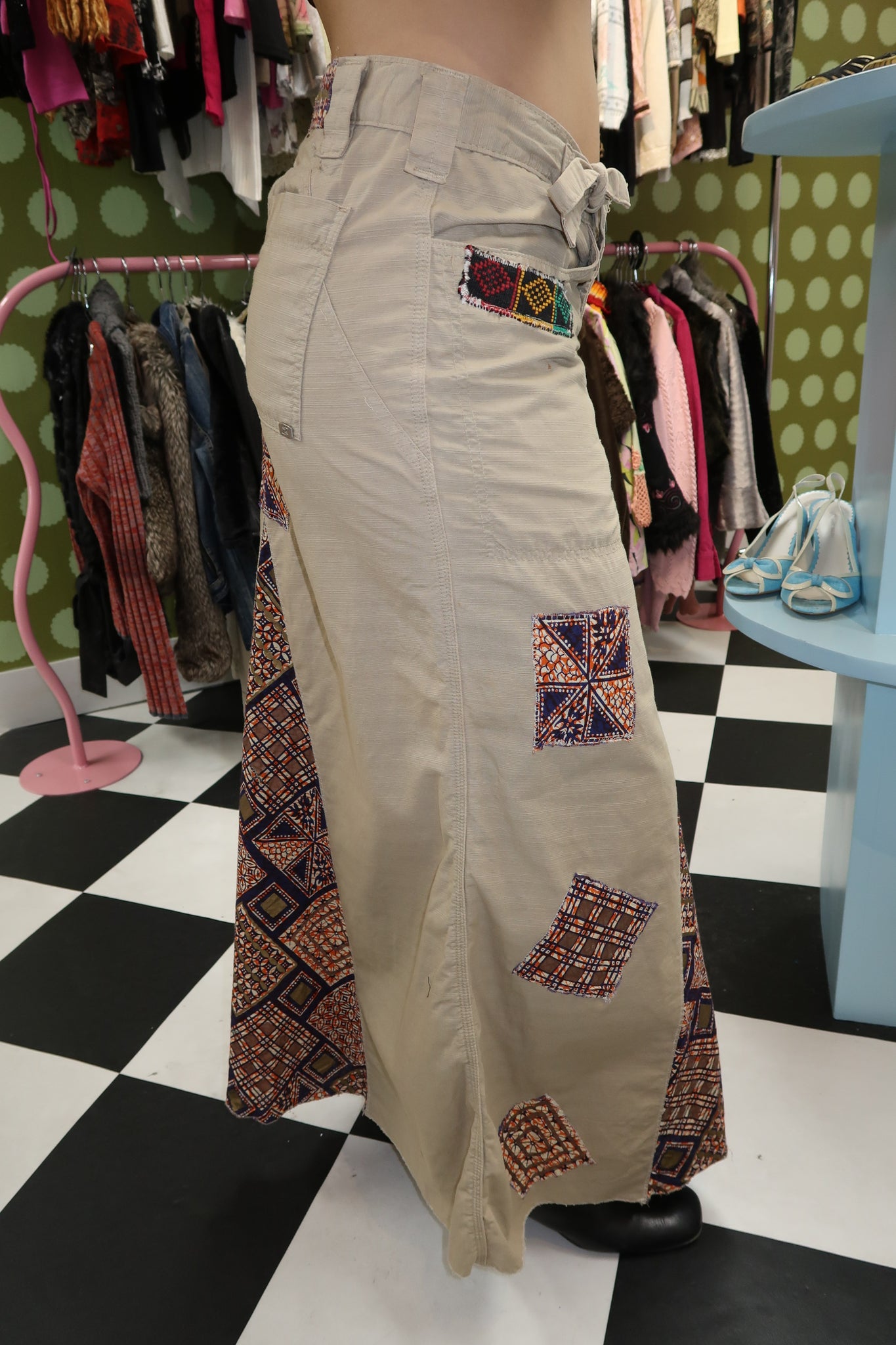 Cargo Patchwork Maxi Skirt