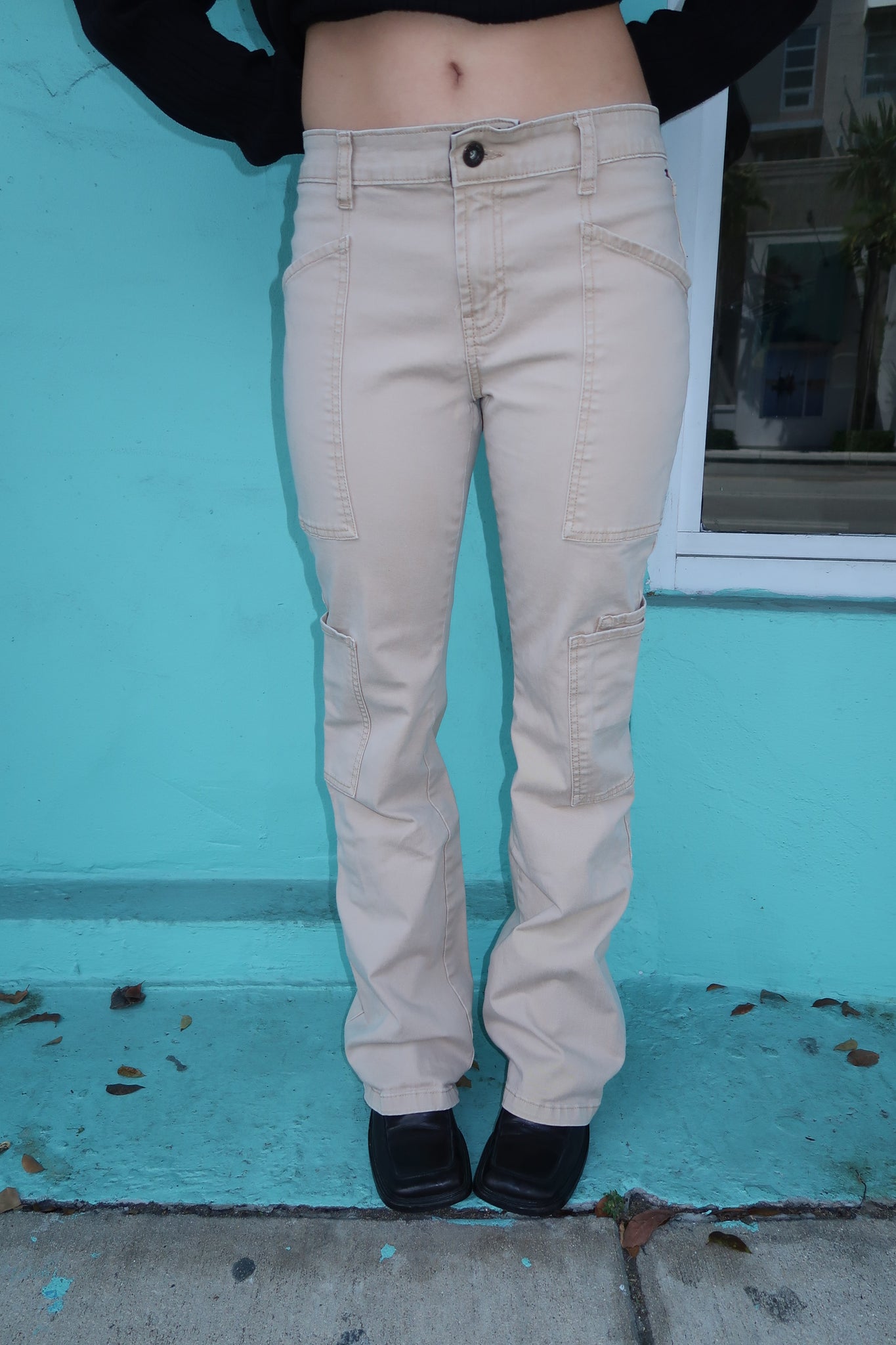 Low Waist Tommy Hilfiger Khaki Cargo Wide Leg Pants