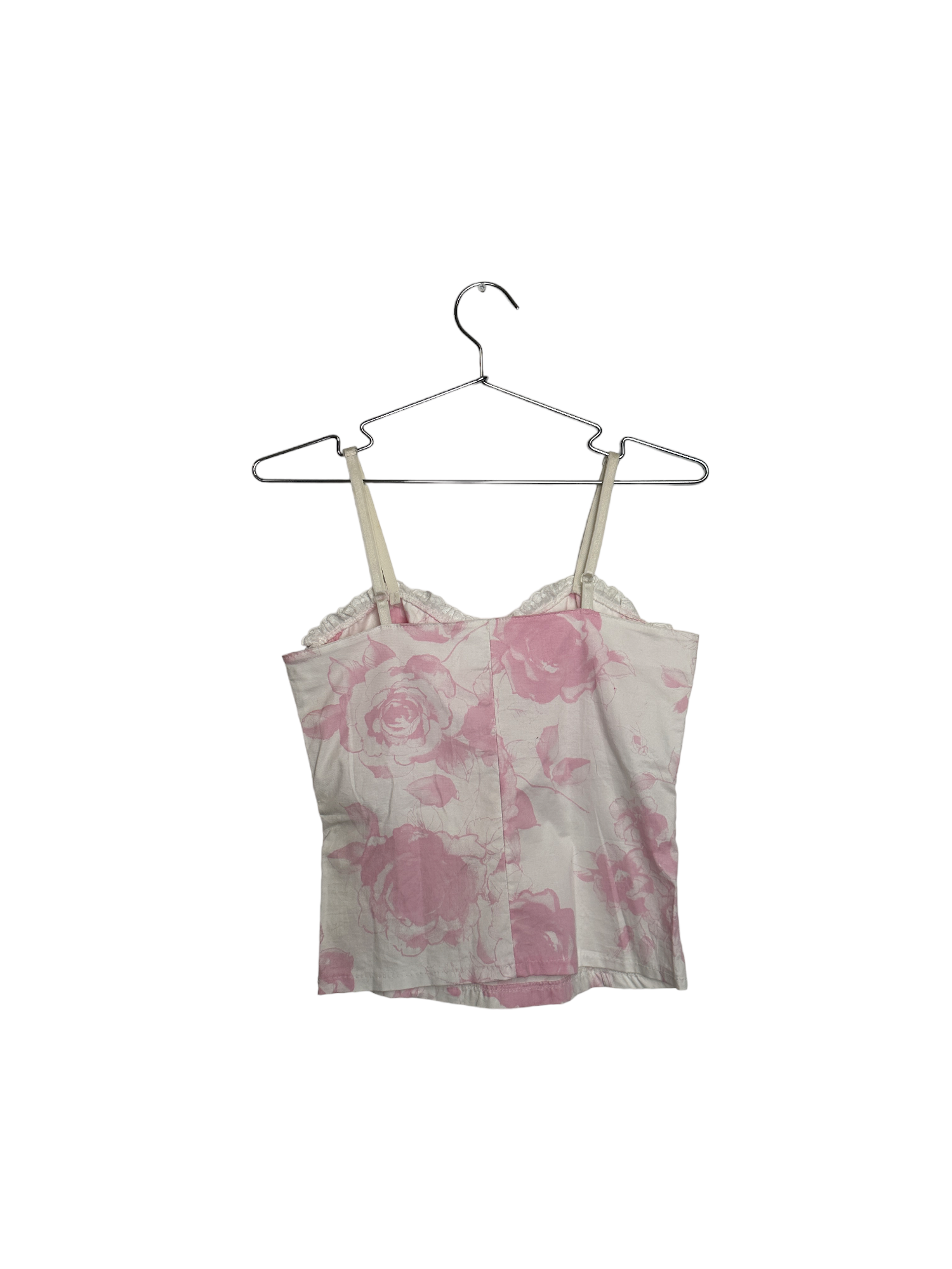 Pink & White Floral Print Top Embroidered Detailing