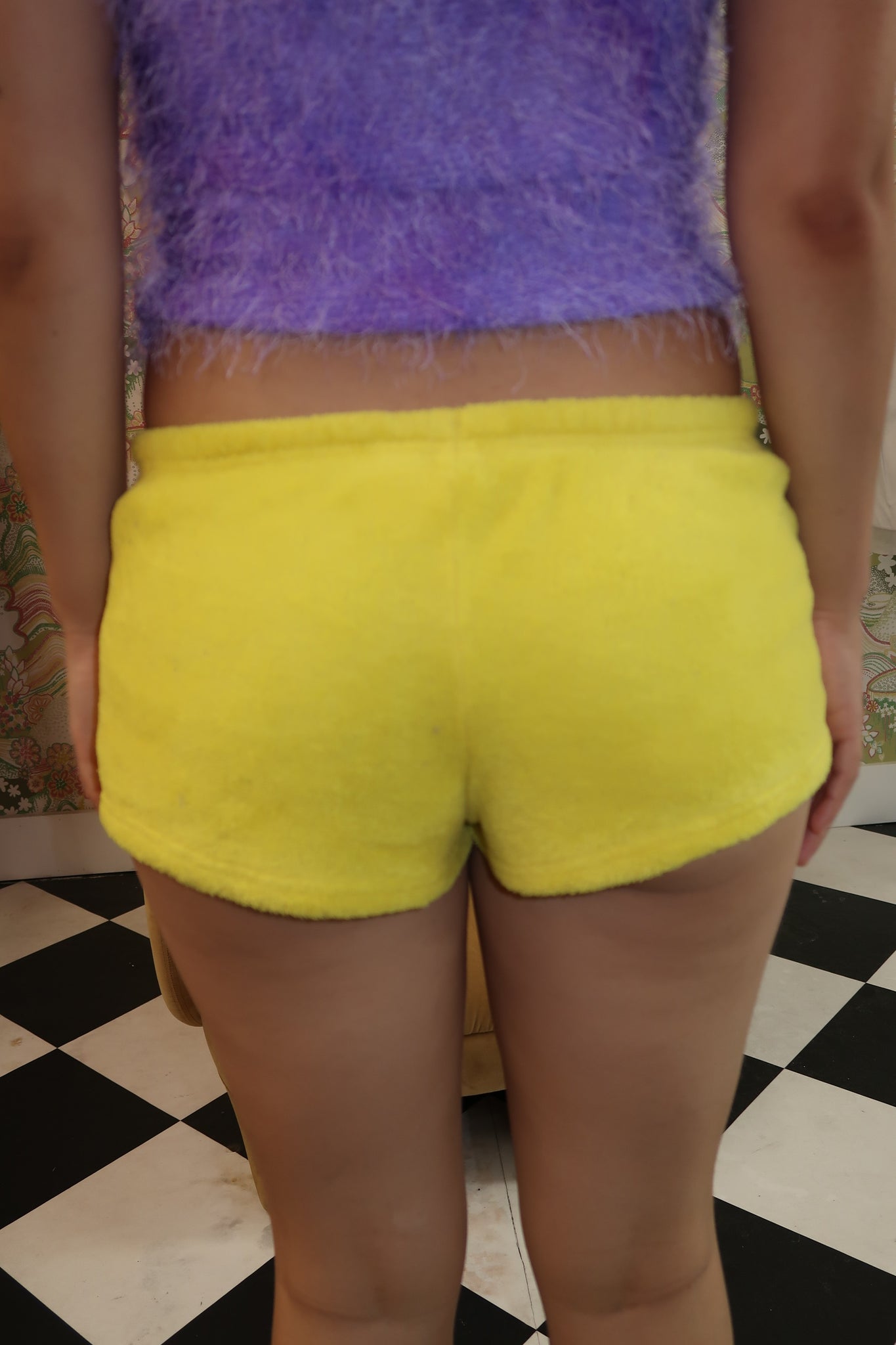 Yellow Butterfly Fuzzy Shorts