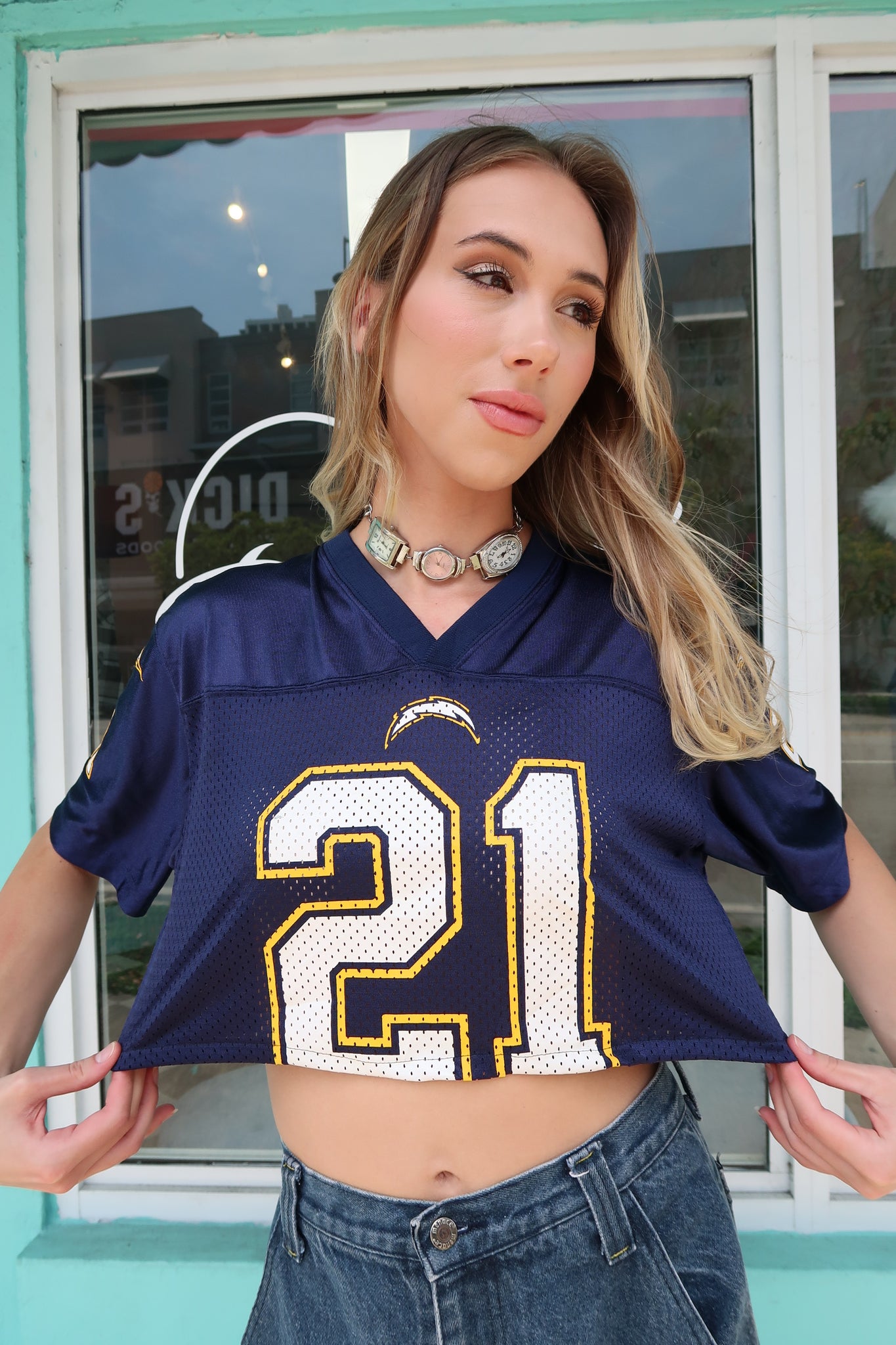 Cropped Chargers Jersey Top