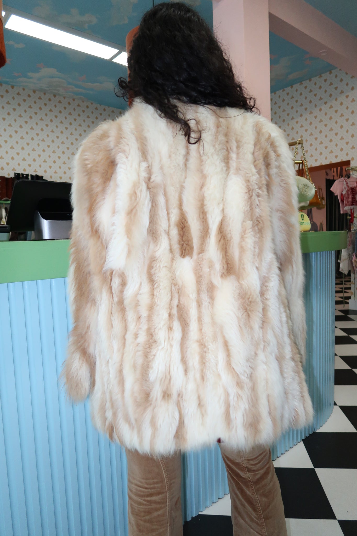 Brown/ Cream Faux Fur Jacket