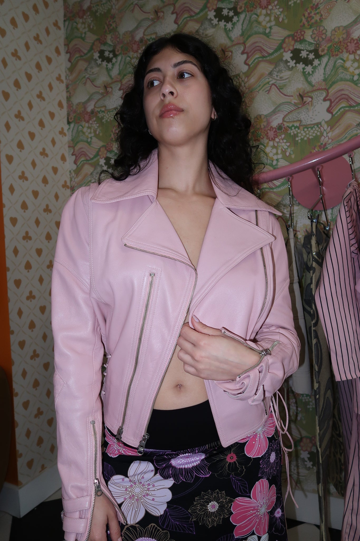 Faux Leather Pink Jacket