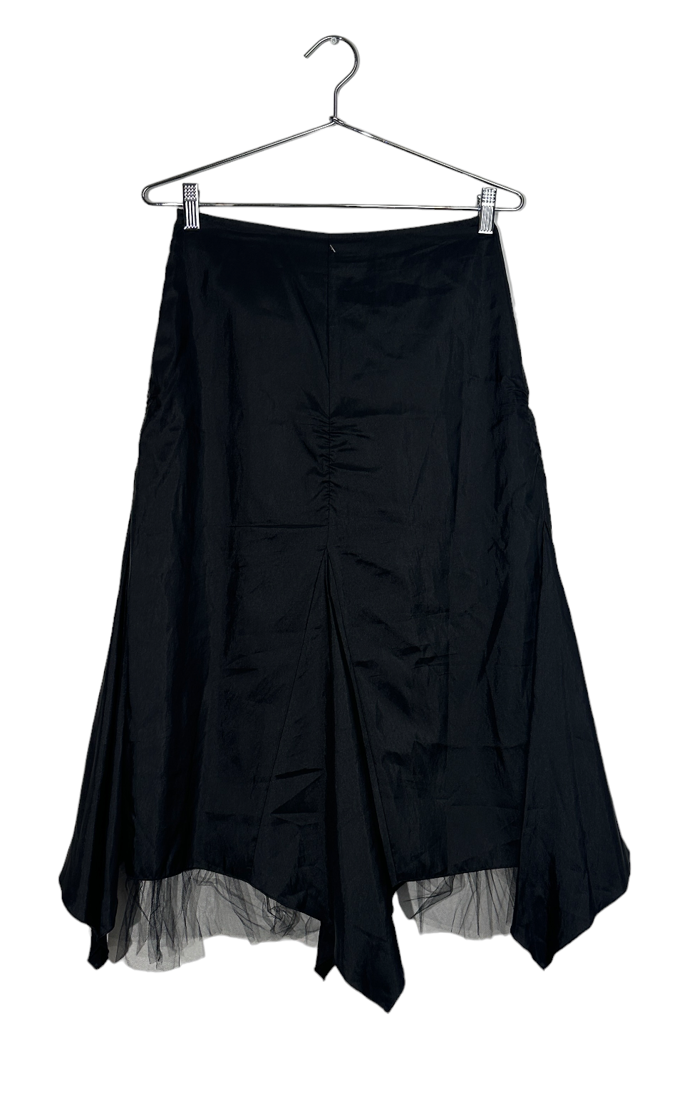 Black Midi Skirt Hanky Hem