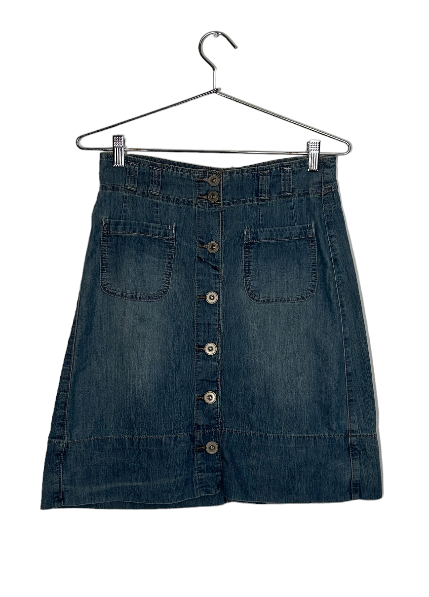 Buttoned Denim Midi Skirt