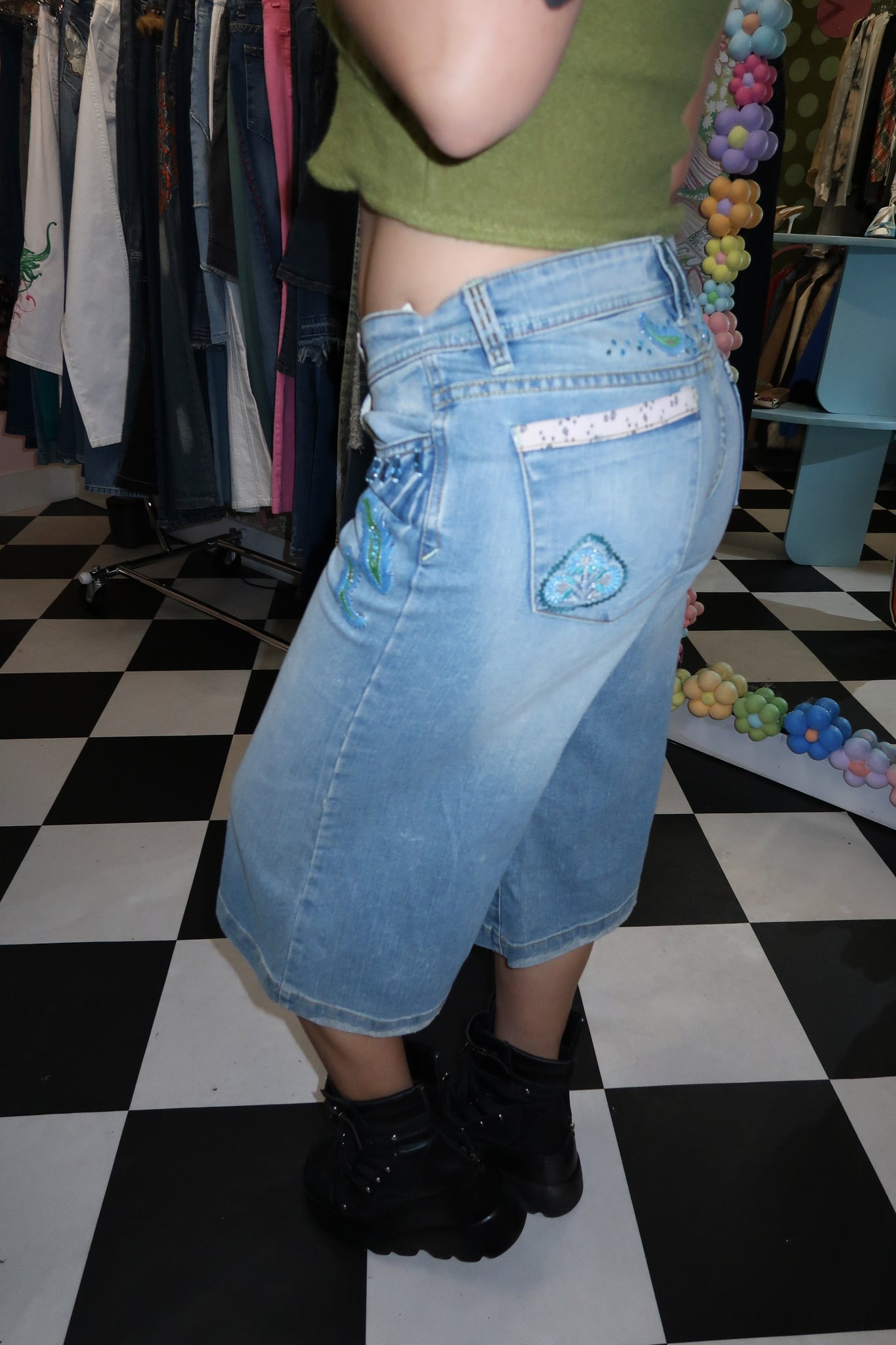 Low Waist Denim Skater Girl Jorts