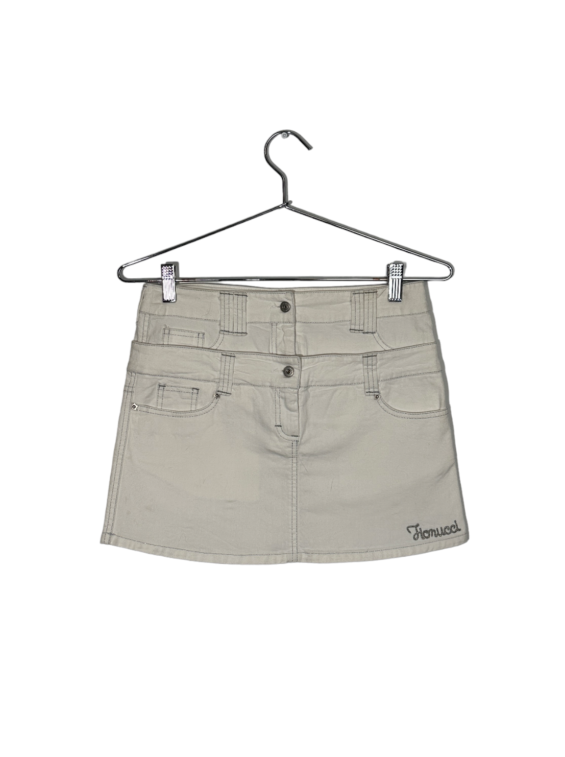 Fiorucci Double Waistband White Mini Skirt