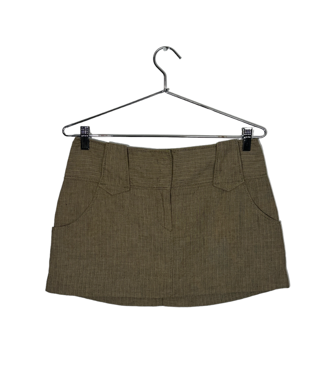 Sisley Khaki Brown Mini Skirt with Pockets