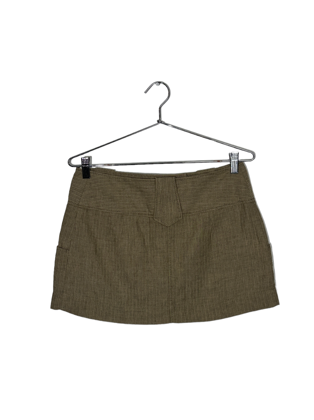 Sisley Khaki Brown Mini Skirt with Pockets