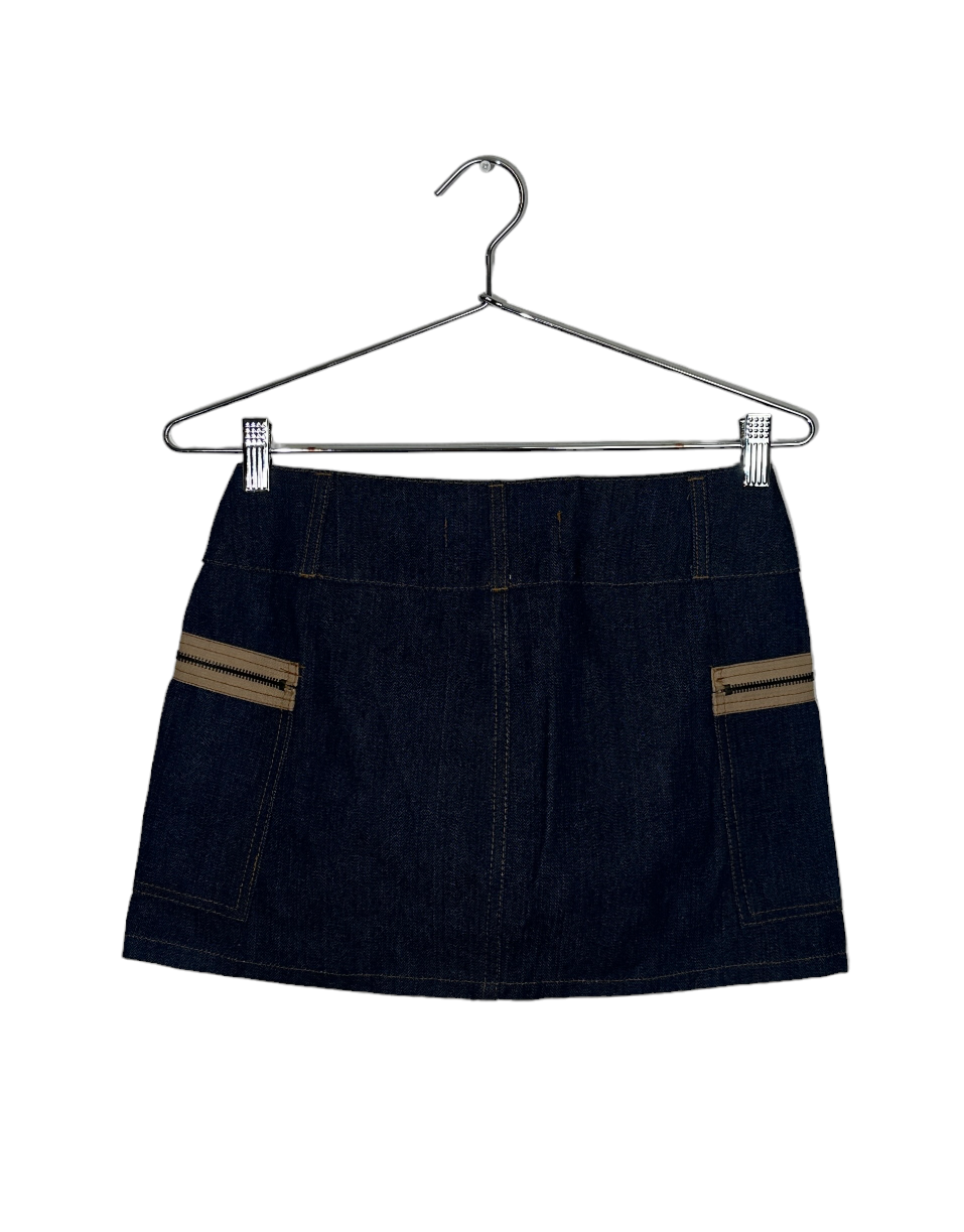 Denim Oy Jeans Zipper Pocket Mini Skirt