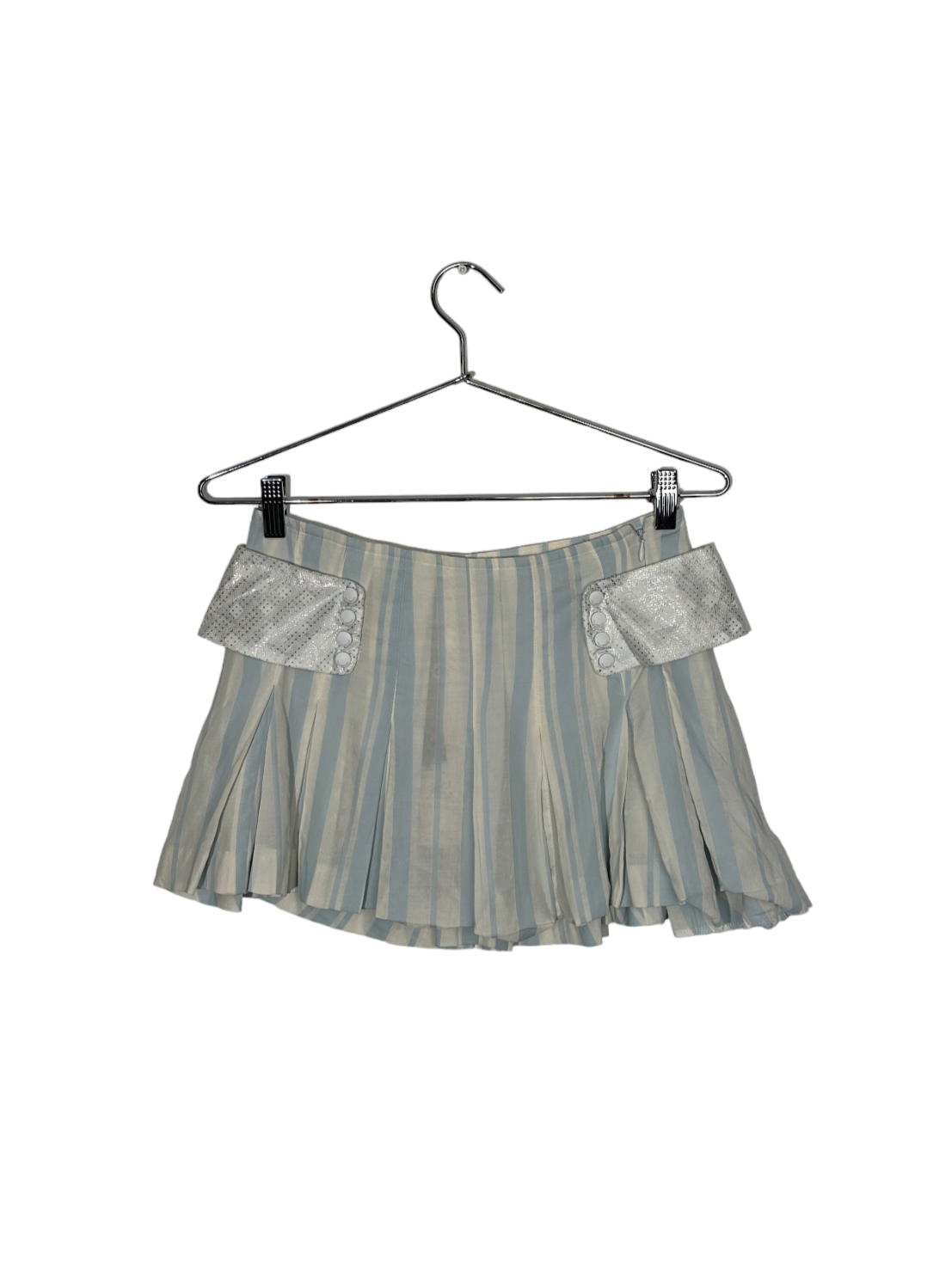 Custo Barcelona Blue Pinstripe Mini Skirt with Snap on Belt