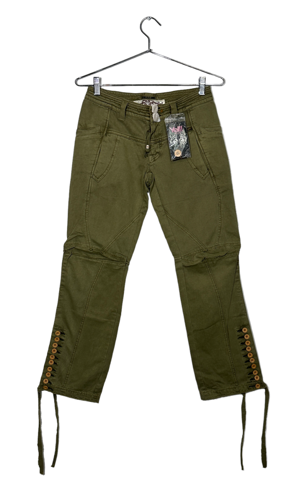 Army Green Yell! Industry Dead Stock Pants Button Detailing