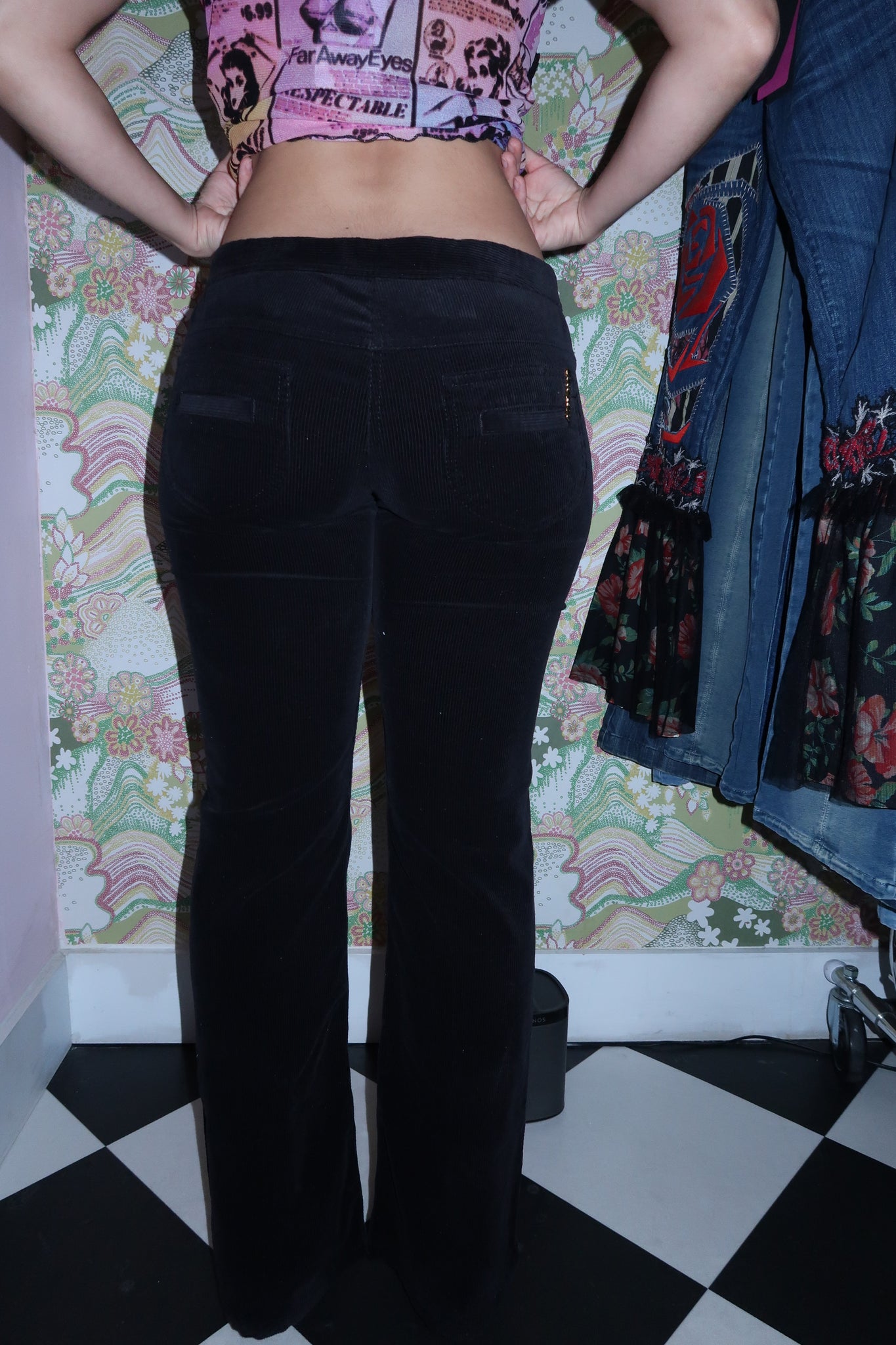 Roberto Cavalli Black Corduroy Flared Pants