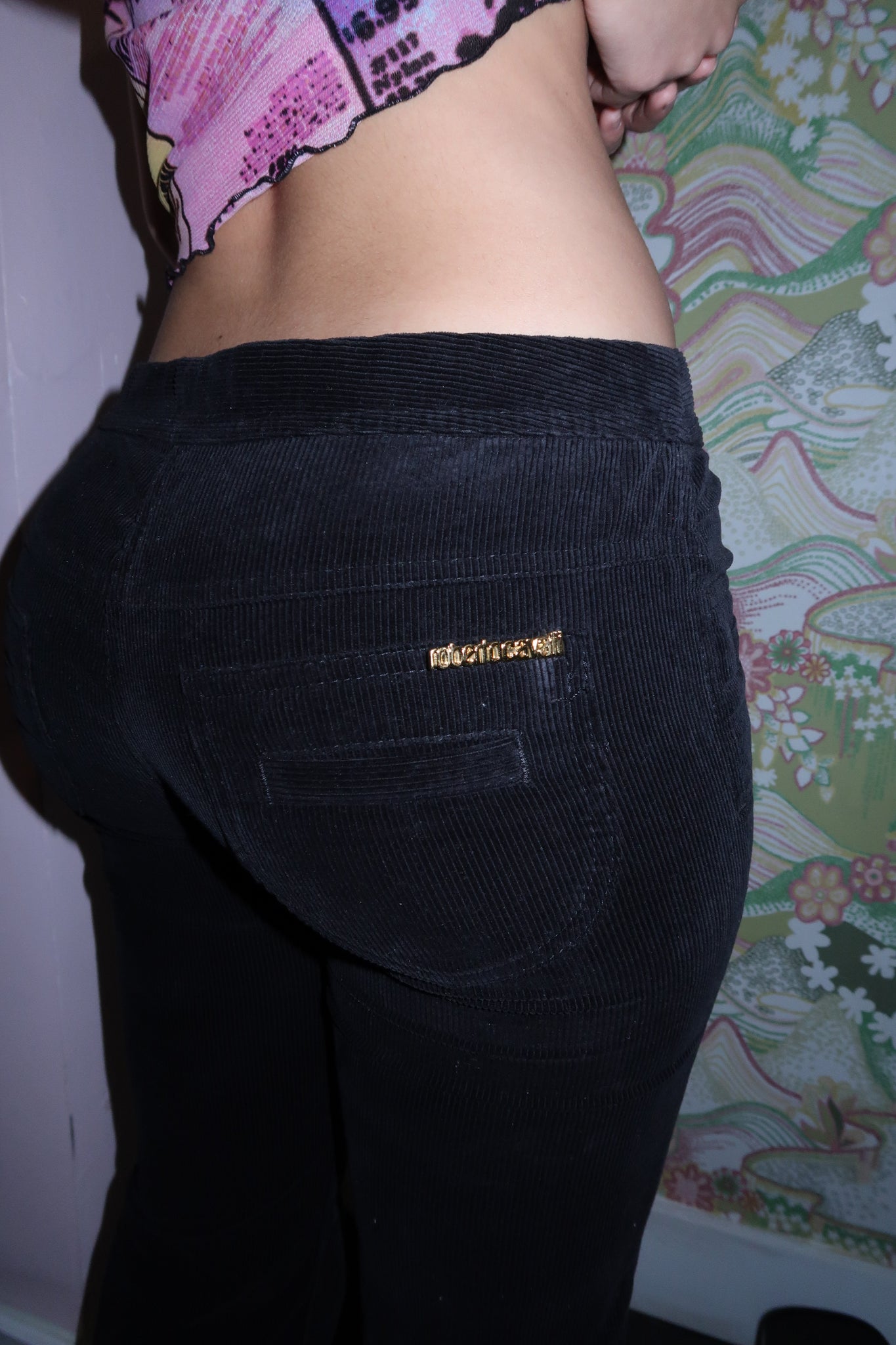 Roberto Cavalli Black Corduroy Flared Pants