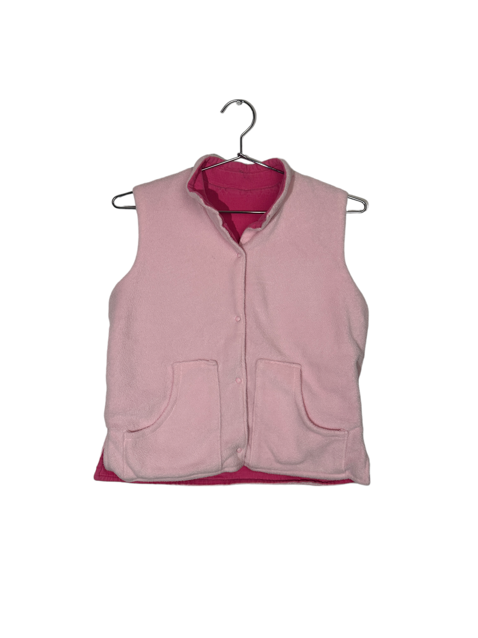 Pink Reversible Buttoned Vest Embroidered Fairy