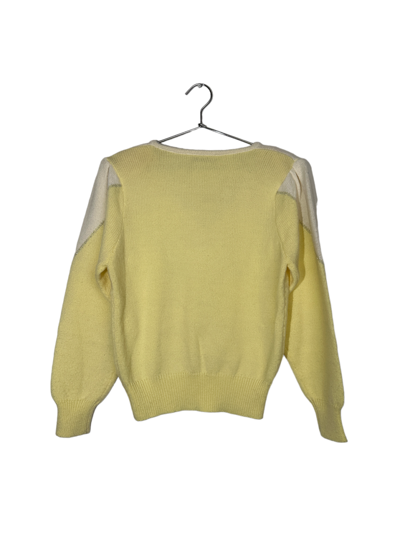 Yellow & White V Neck Sweater