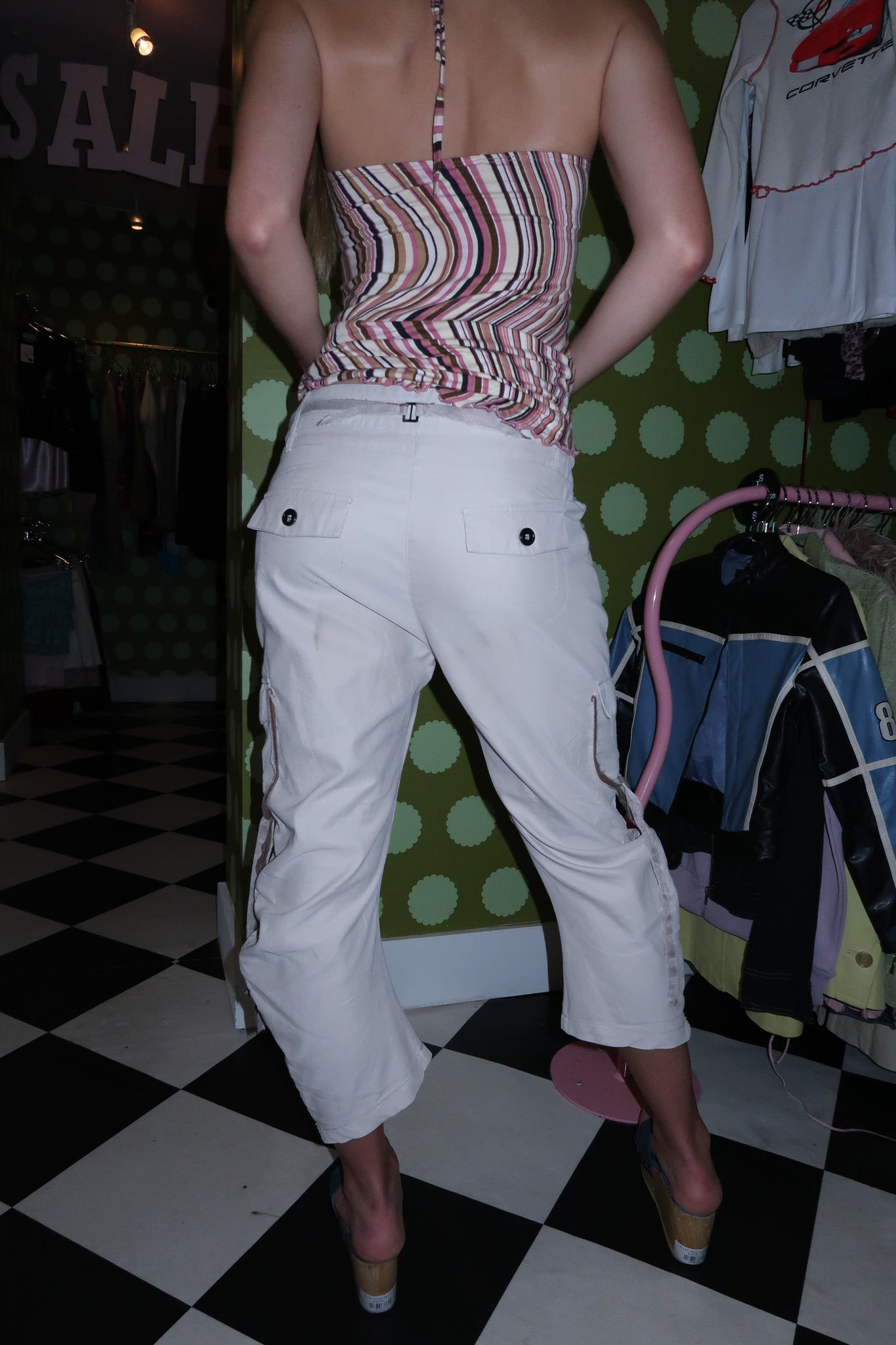 Low Waist Khaki Cargo Capris