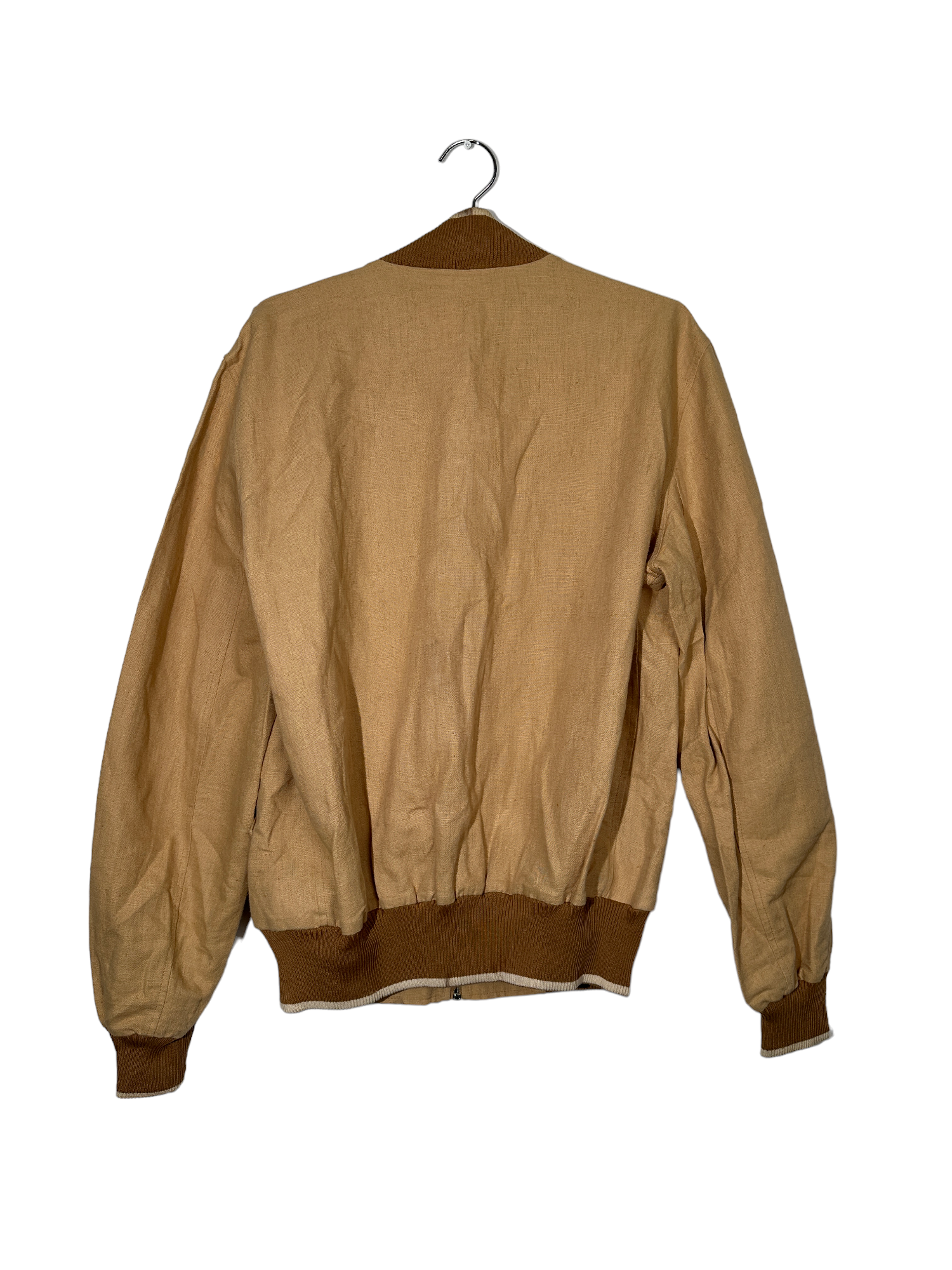 Tan Linen Bomber Jacket