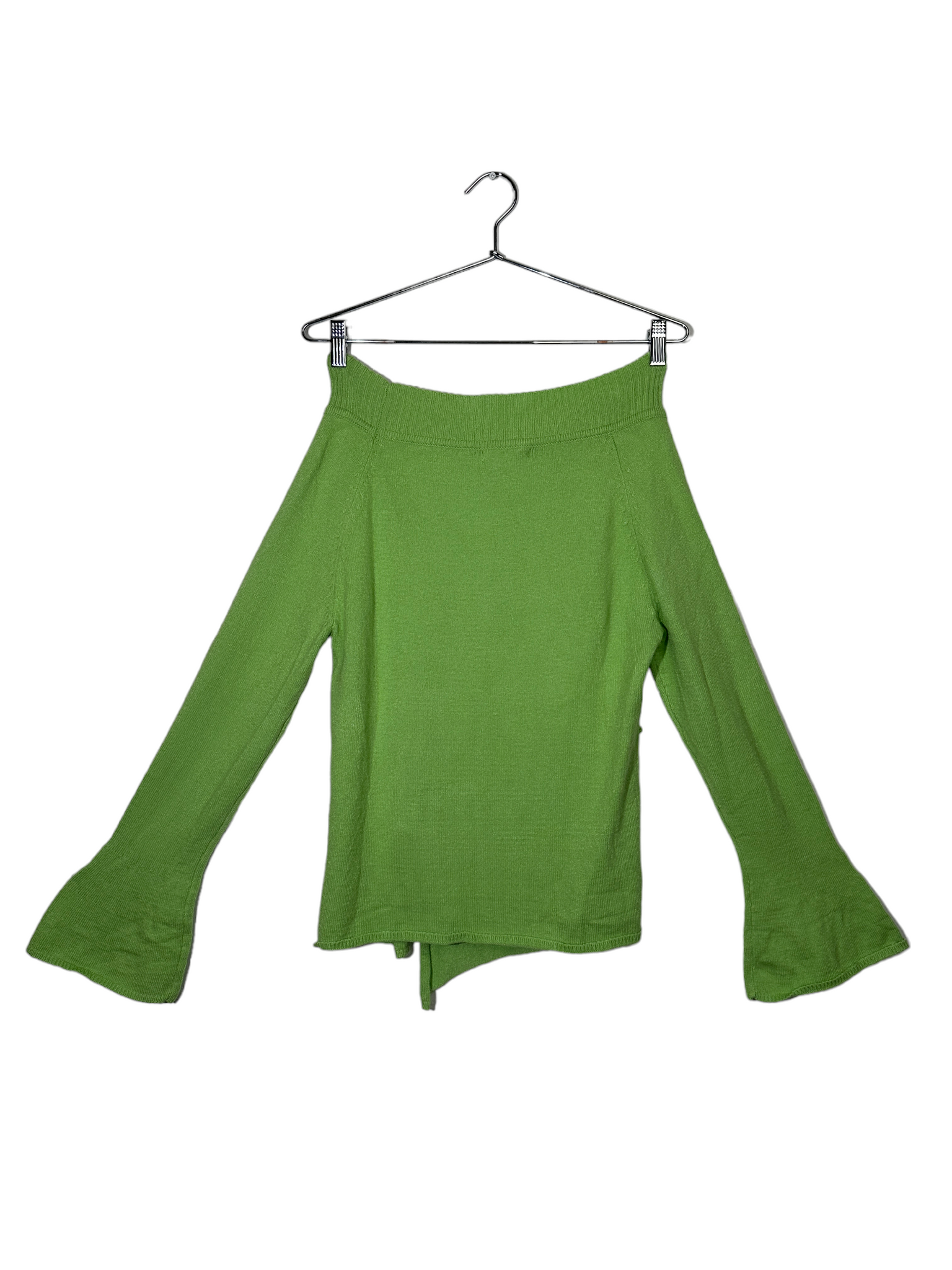 Green Over Shoulder Knitted Long Sleeve