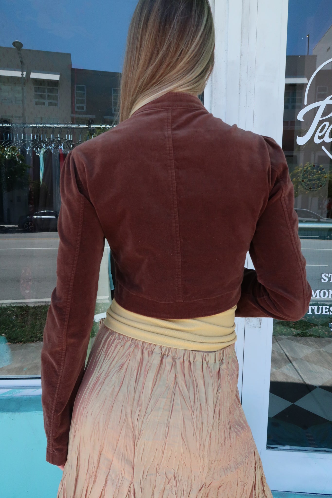 Brown Embellished Velvet Jacket