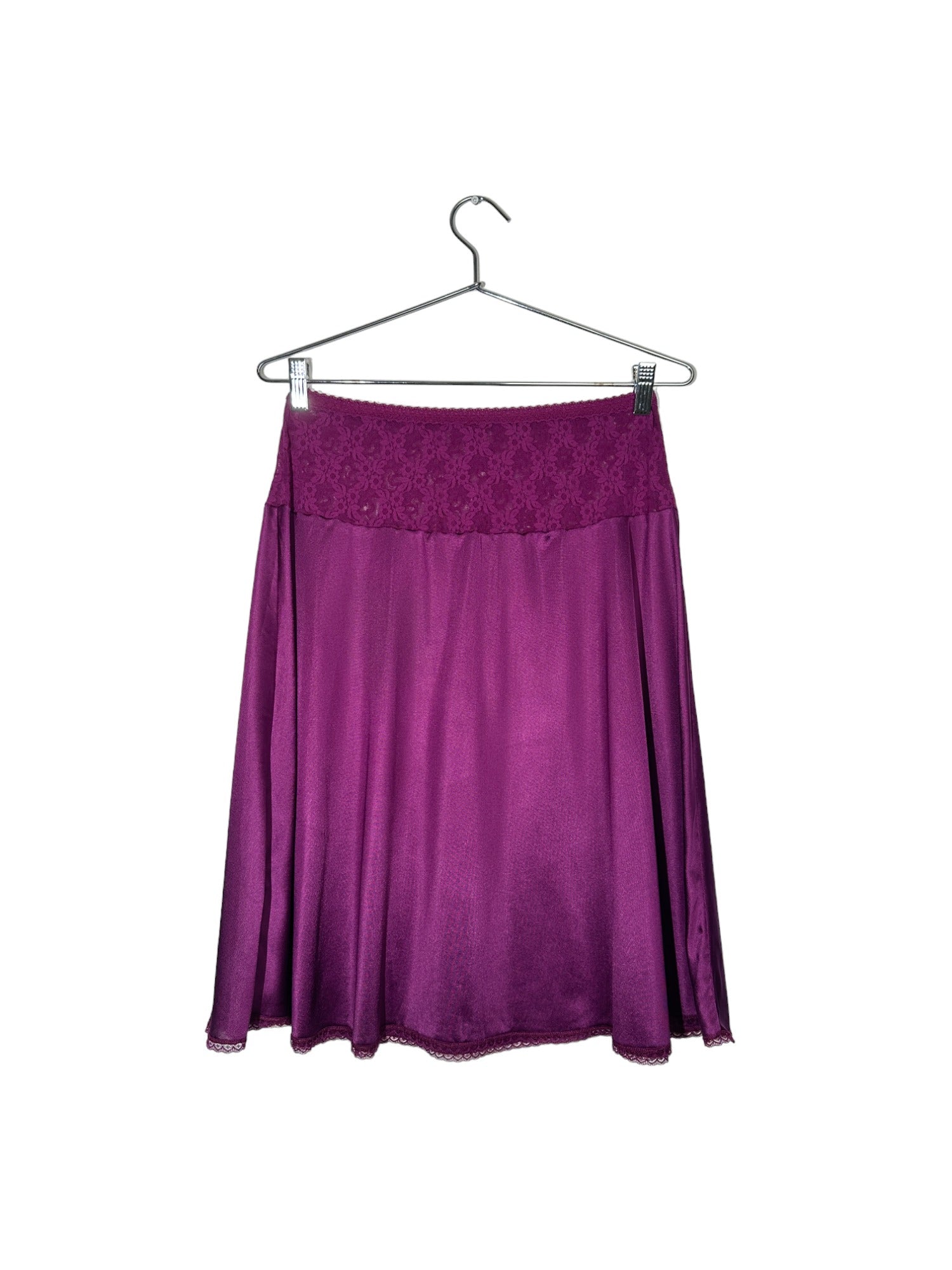 Purple Lace Detailed Midi Slip Skirt