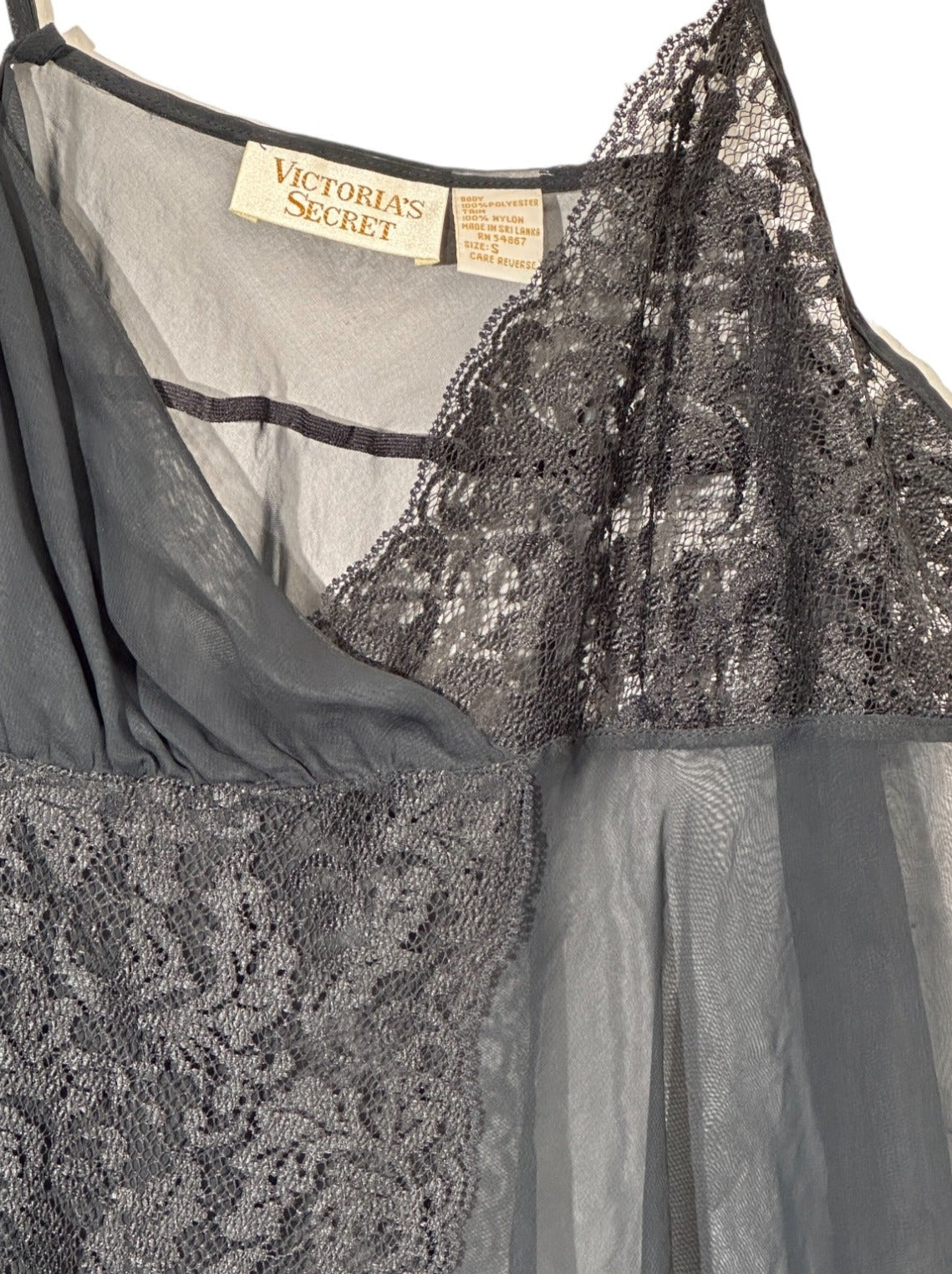 Black Vintage Victoria's Secret Lingerie Sheer Babydoll Camisole