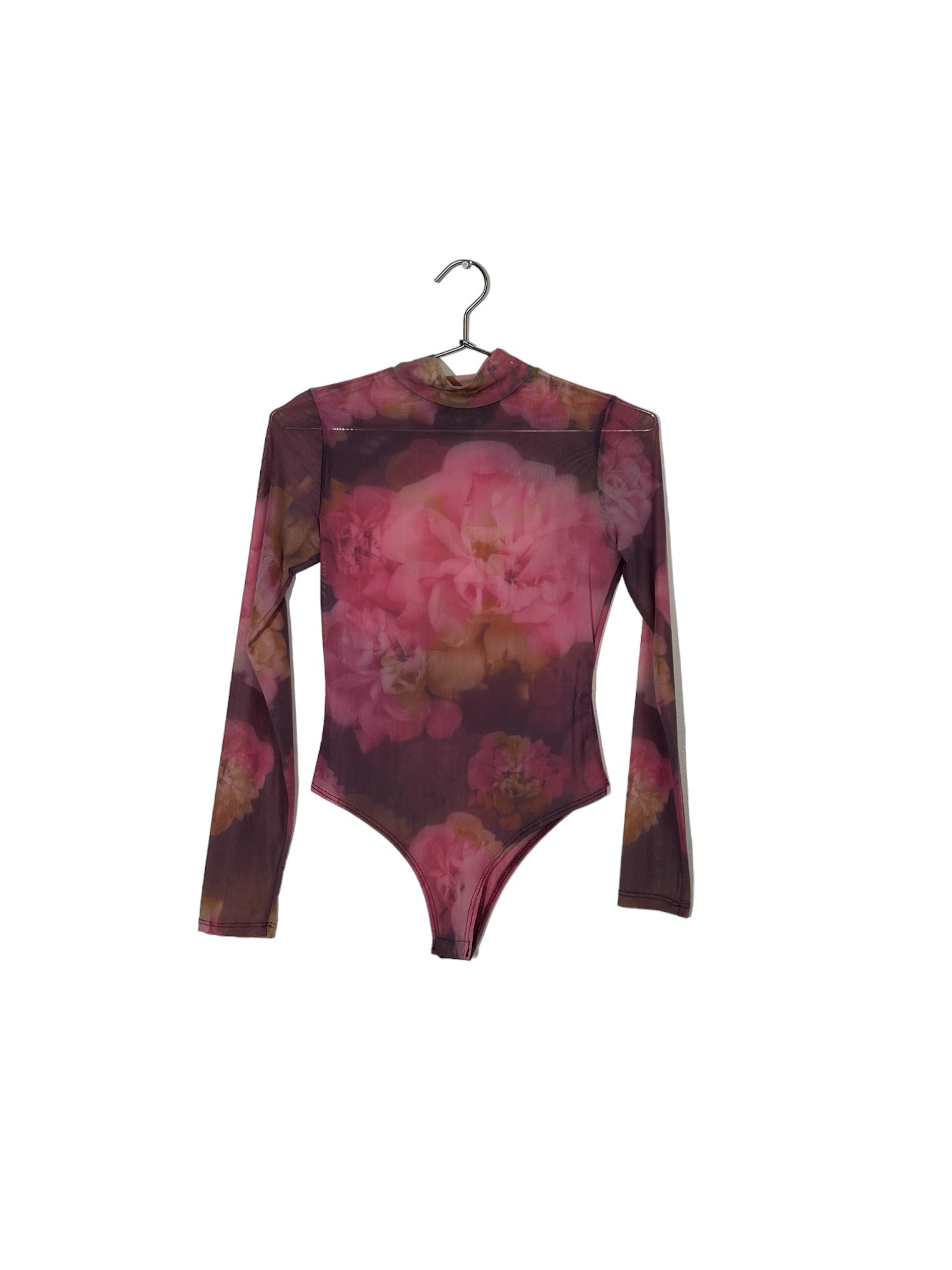 Rose Sheer Long sleeve Turtle Neck