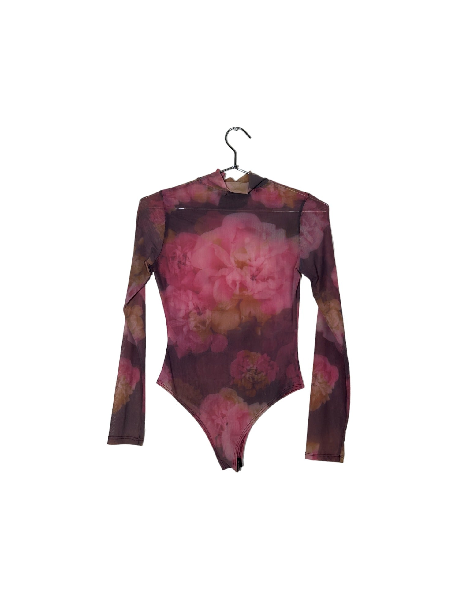 Rose Sheer Long sleeve Turtle Neck