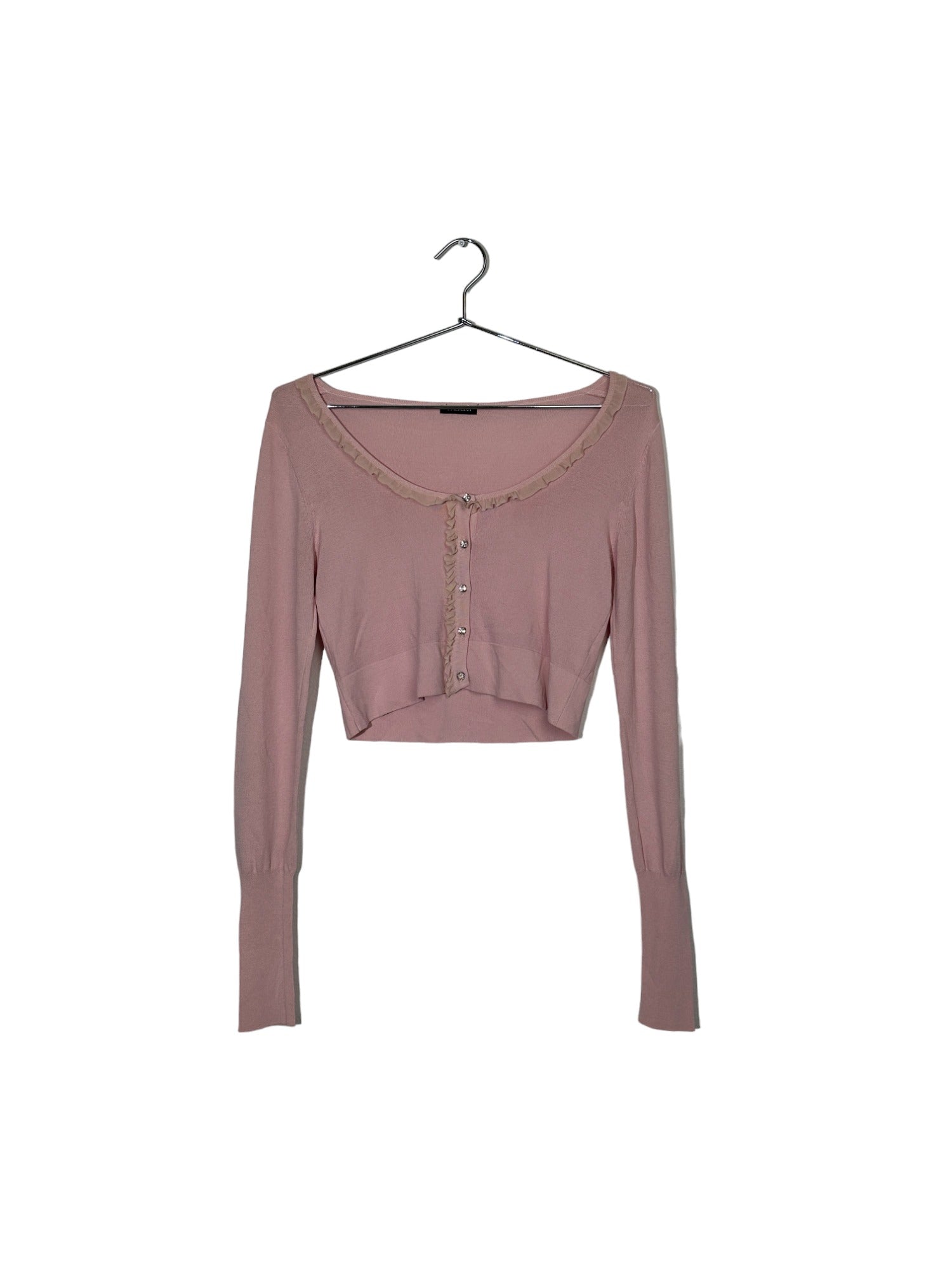 Pink Cropped Long Sleeve Top